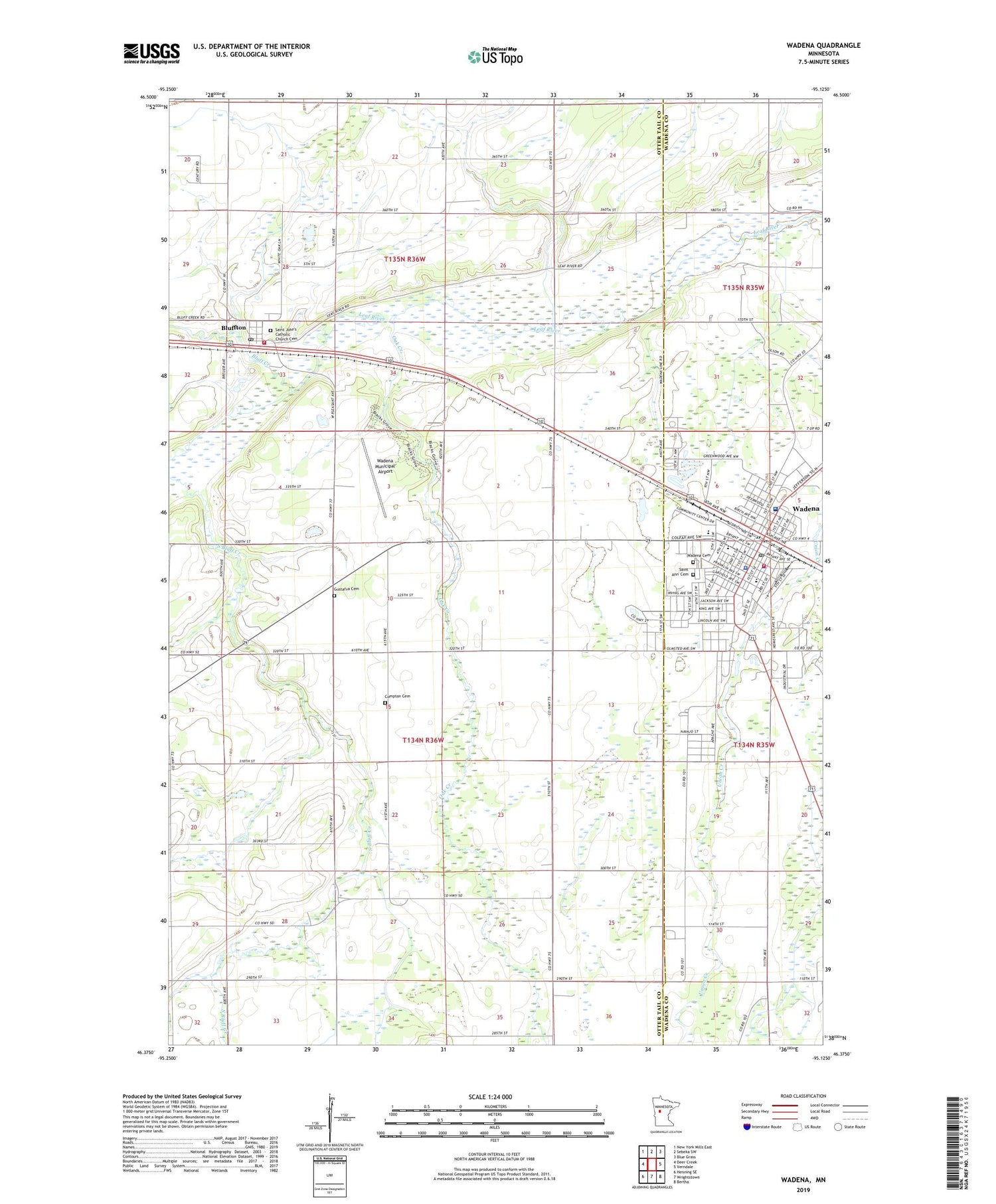 Wadena Minnesota US Topo Map Image