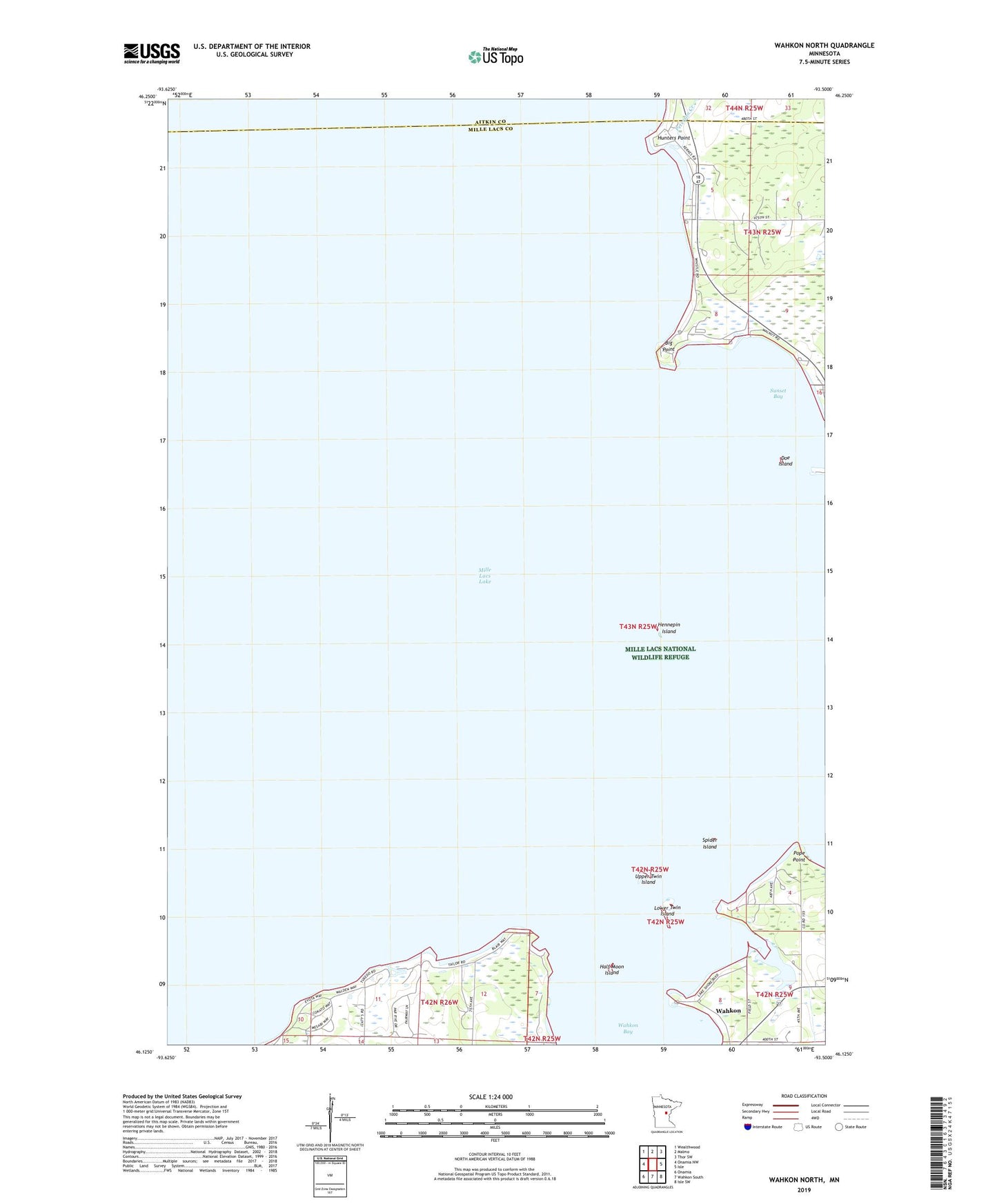 Wahkon North Minnesota US Topo Map Image