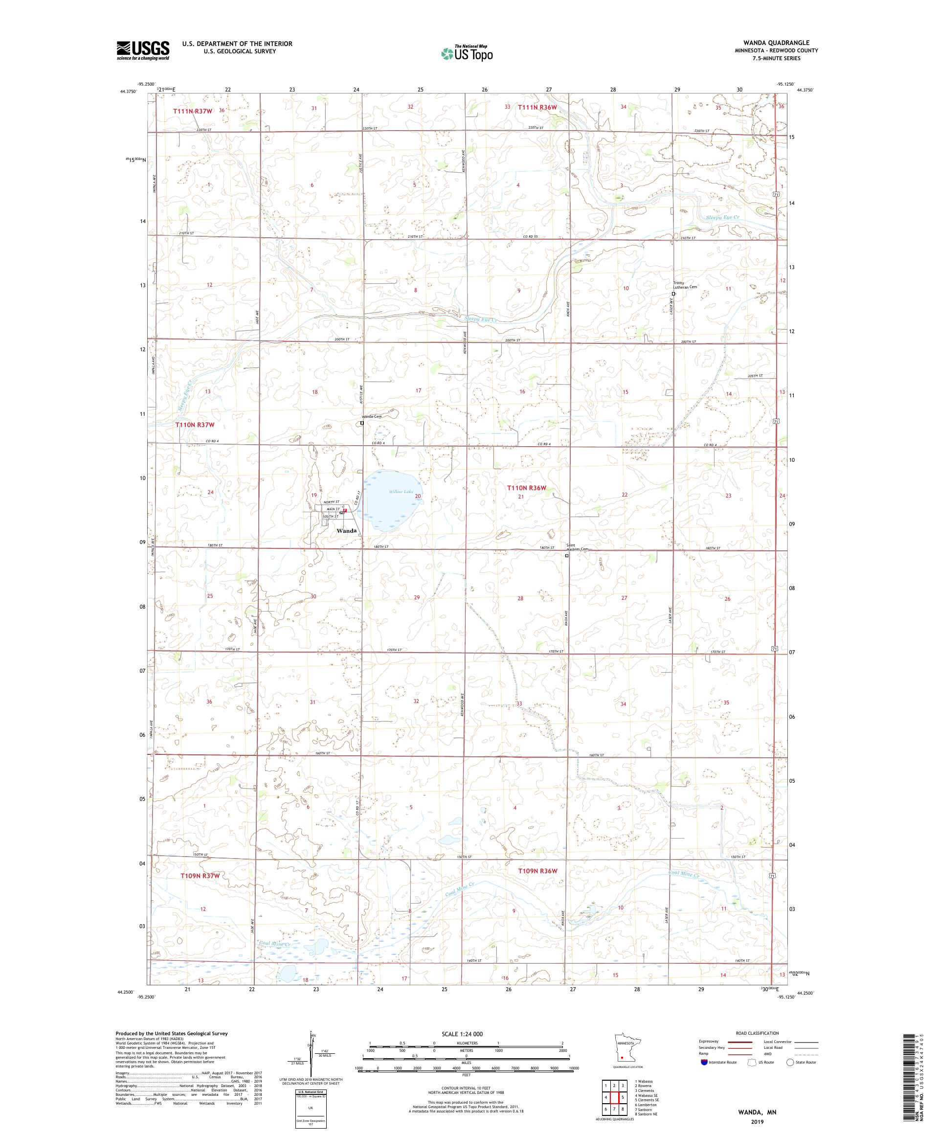 Wanda Minnesota US Topo Map – MyTopo Map Store