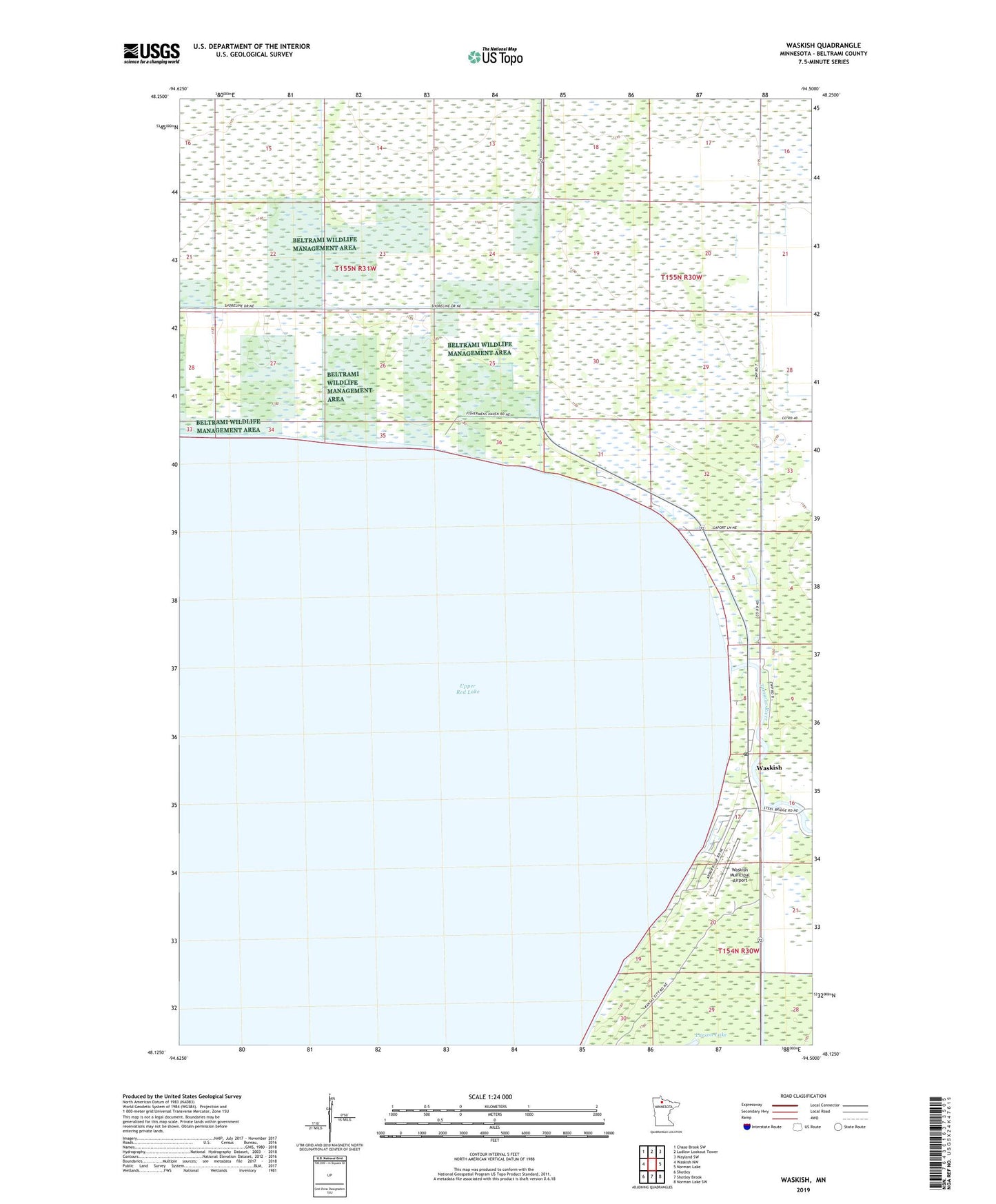Waskish Minnesota US Topo Map Image