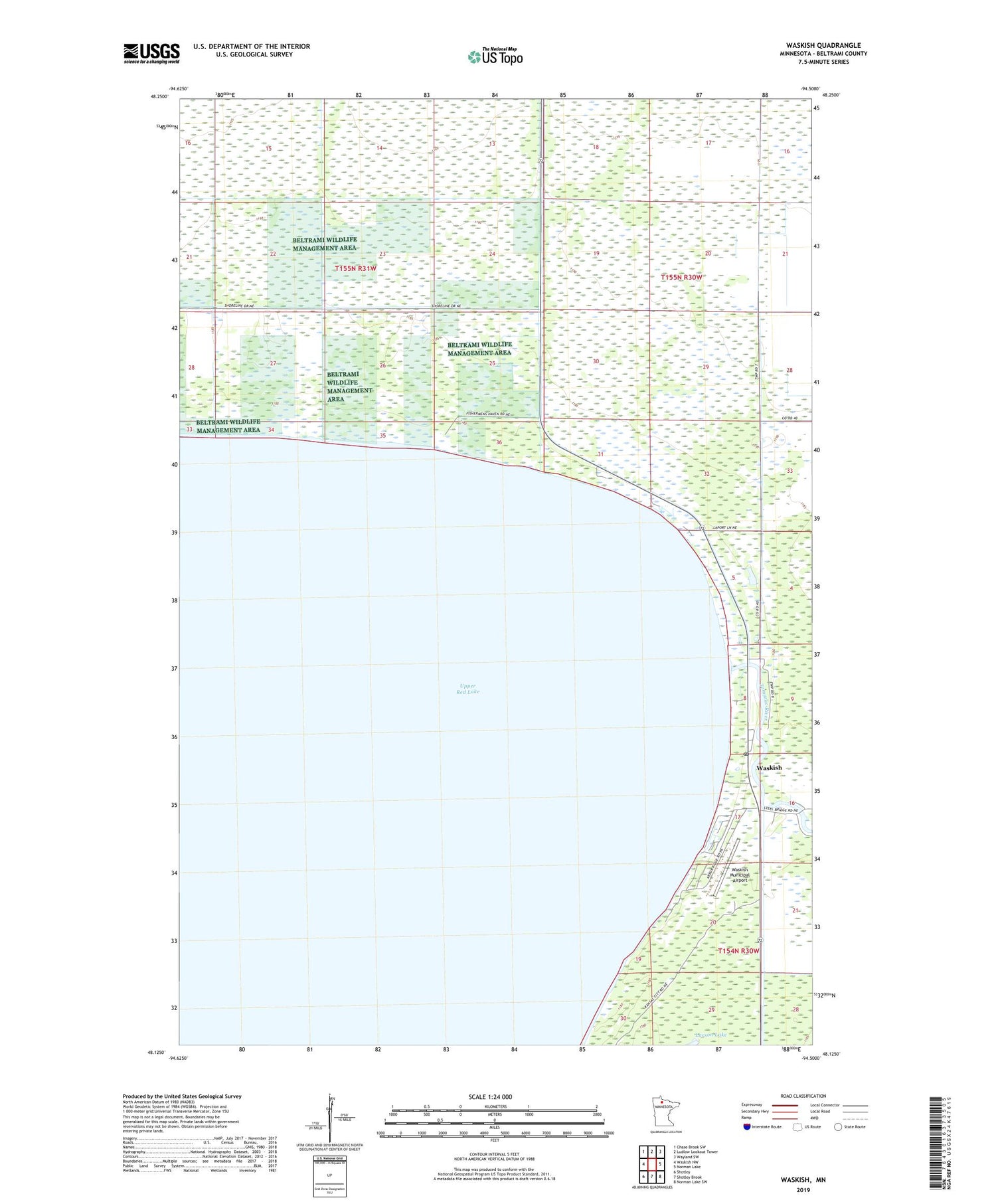 Waskish Minnesota US Topo Map Image