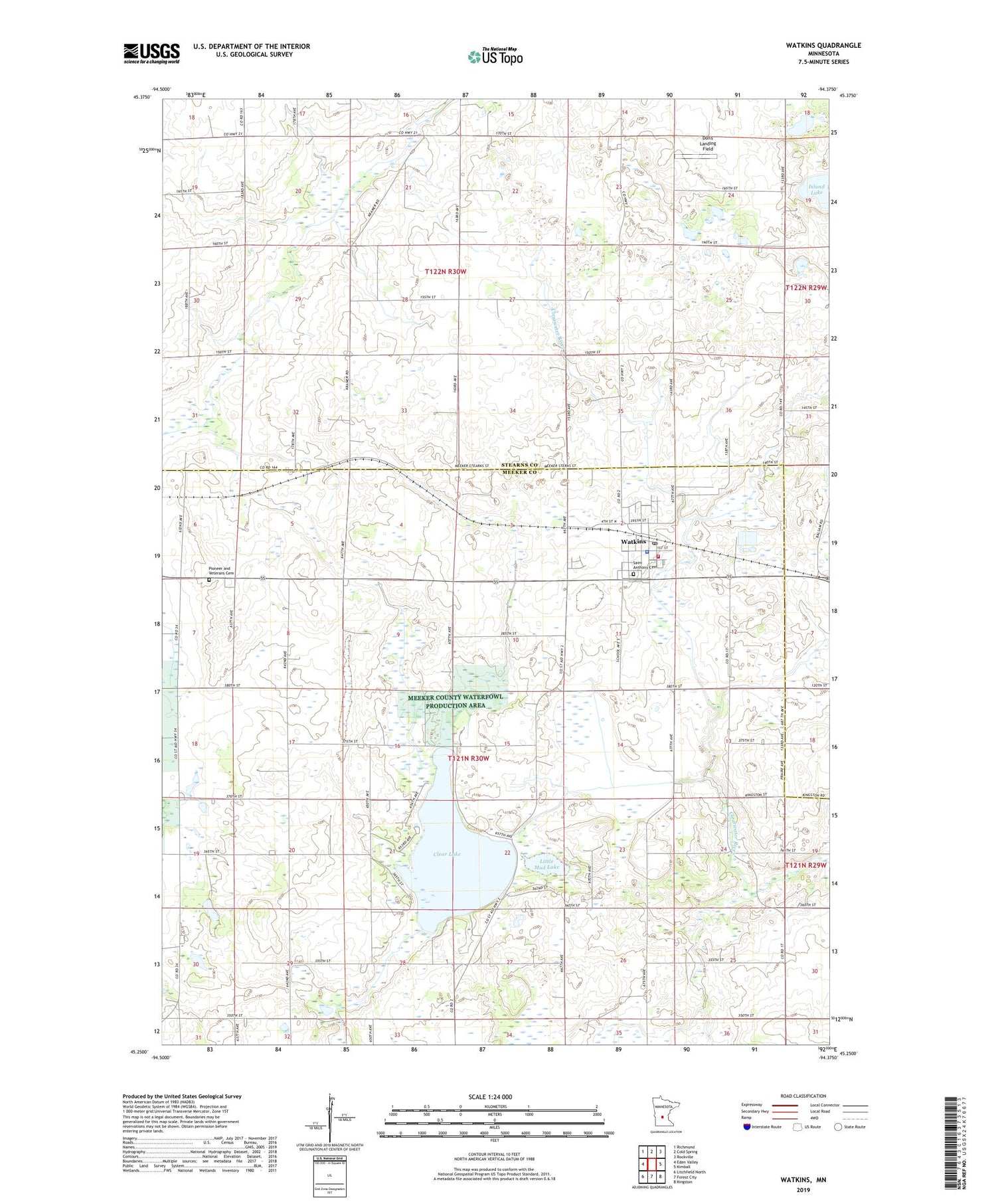 Watkins Minnesota US Topo Map Image