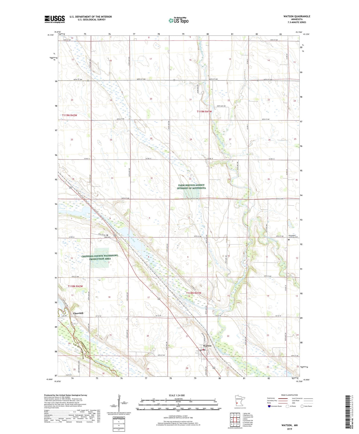 Watson Minnesota US Topo Map Image