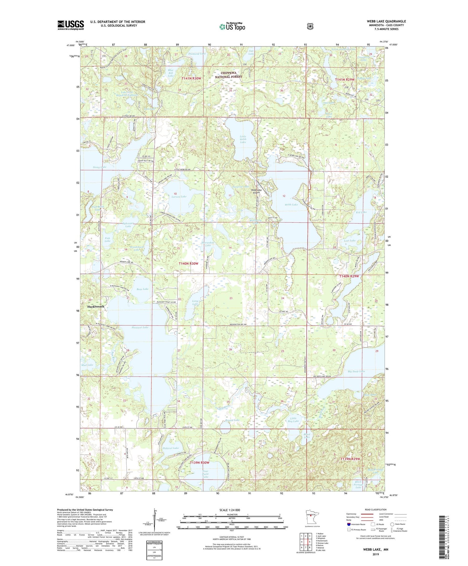 Webb Lake Minnesota US Topo Map Image