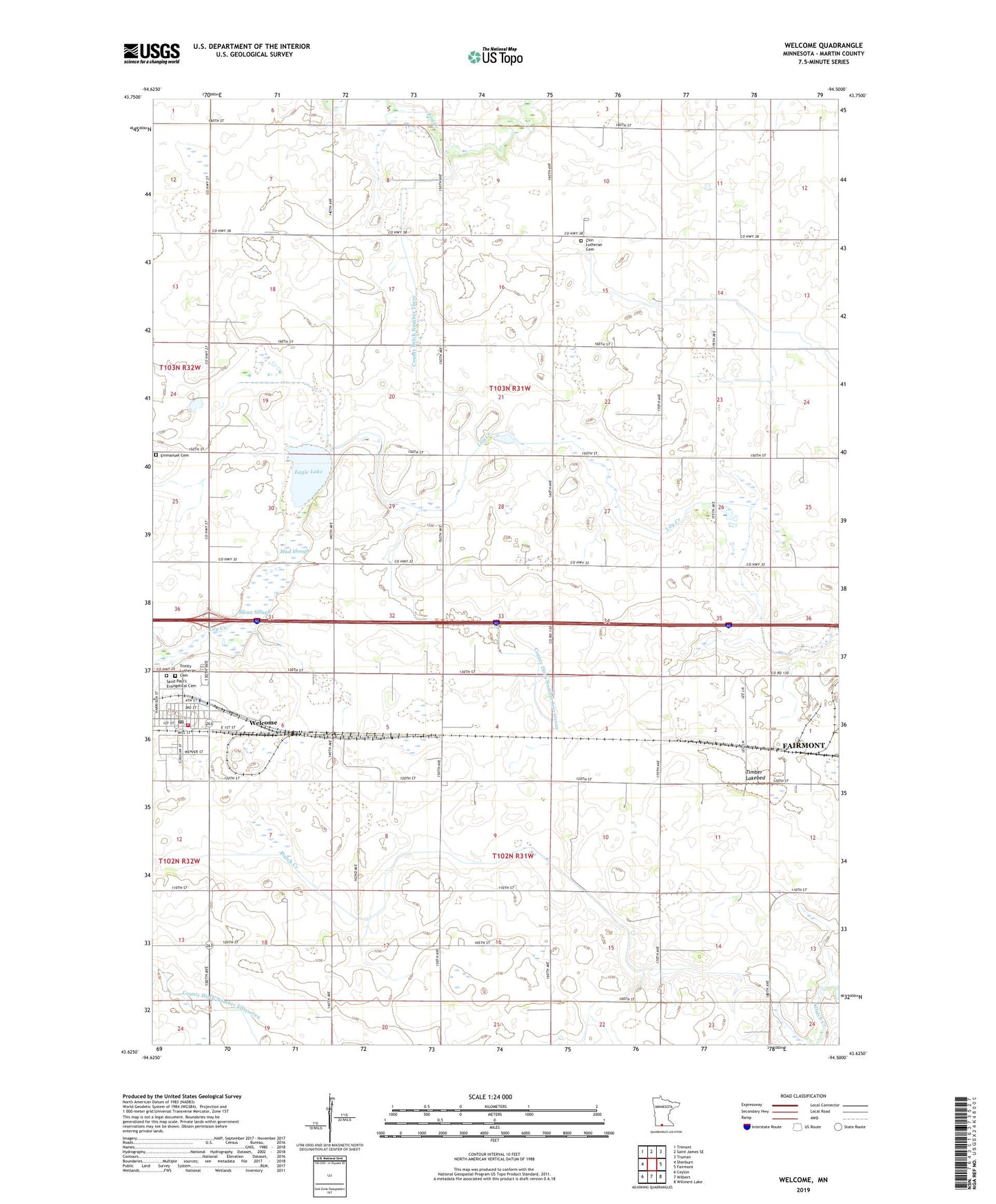 Welcome Minnesota US Topo Map Image