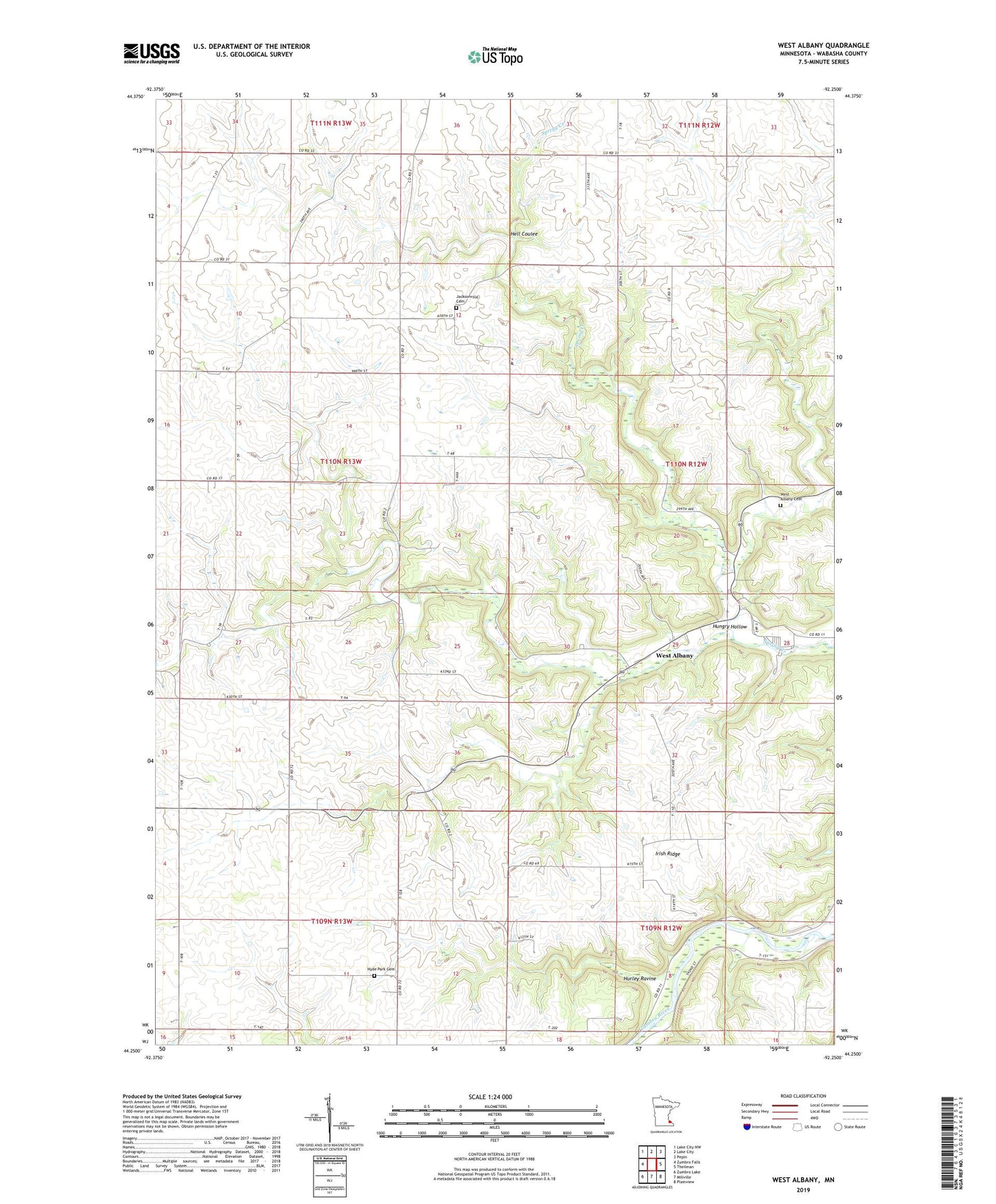 West Albany Minnesota US Topo Map Image