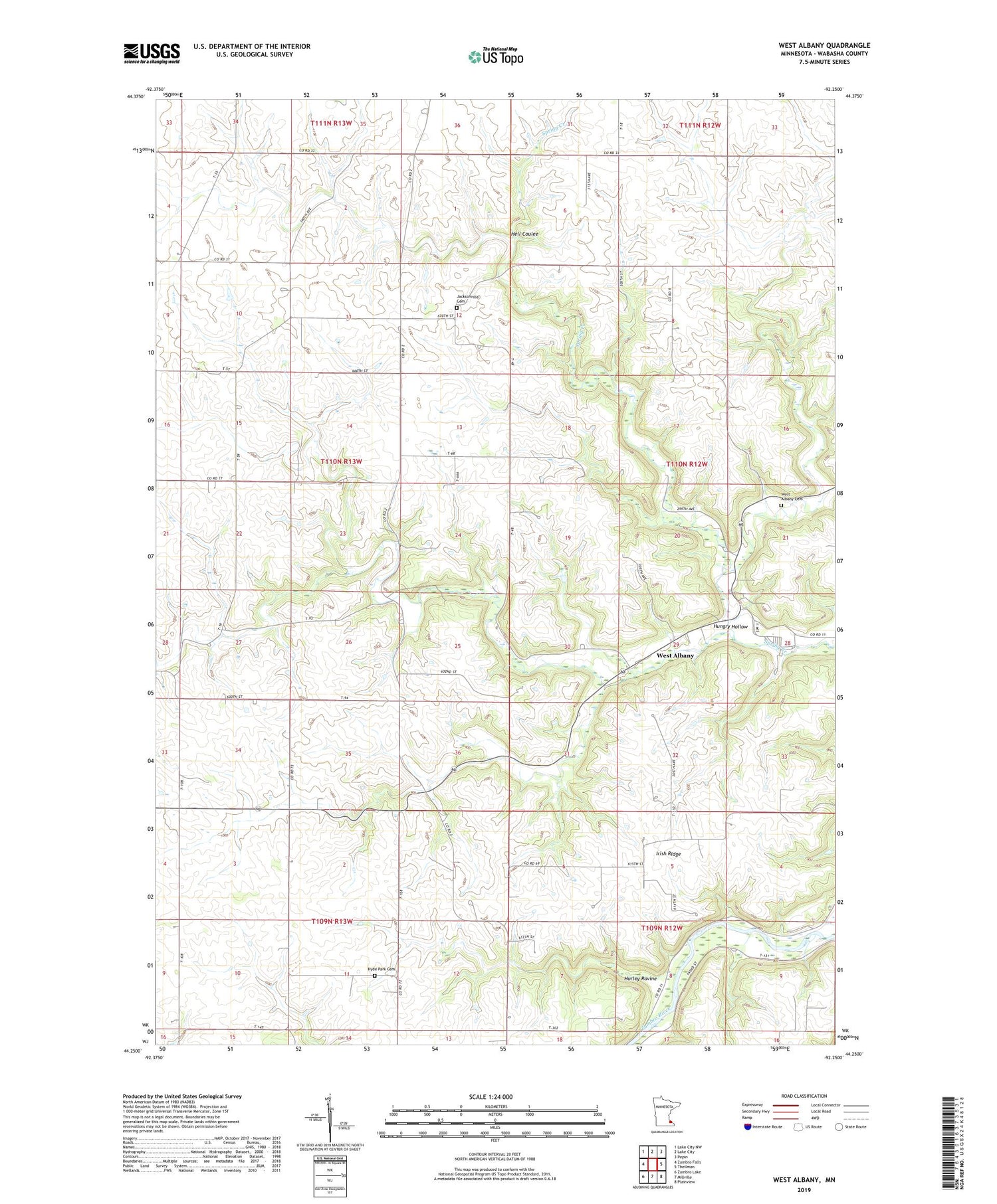 West Albany Minnesota US Topo Map Image