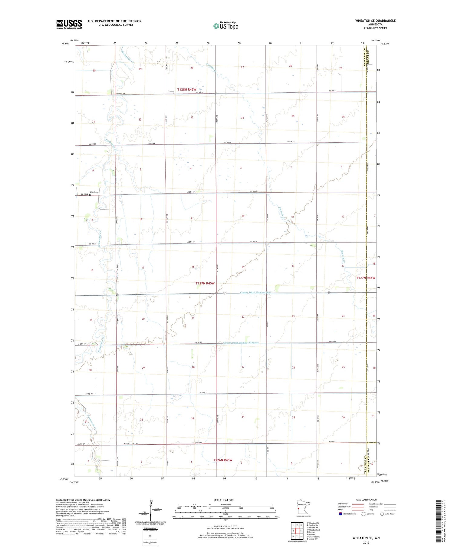 Wheaton SE Minnesota US Topo Map Image