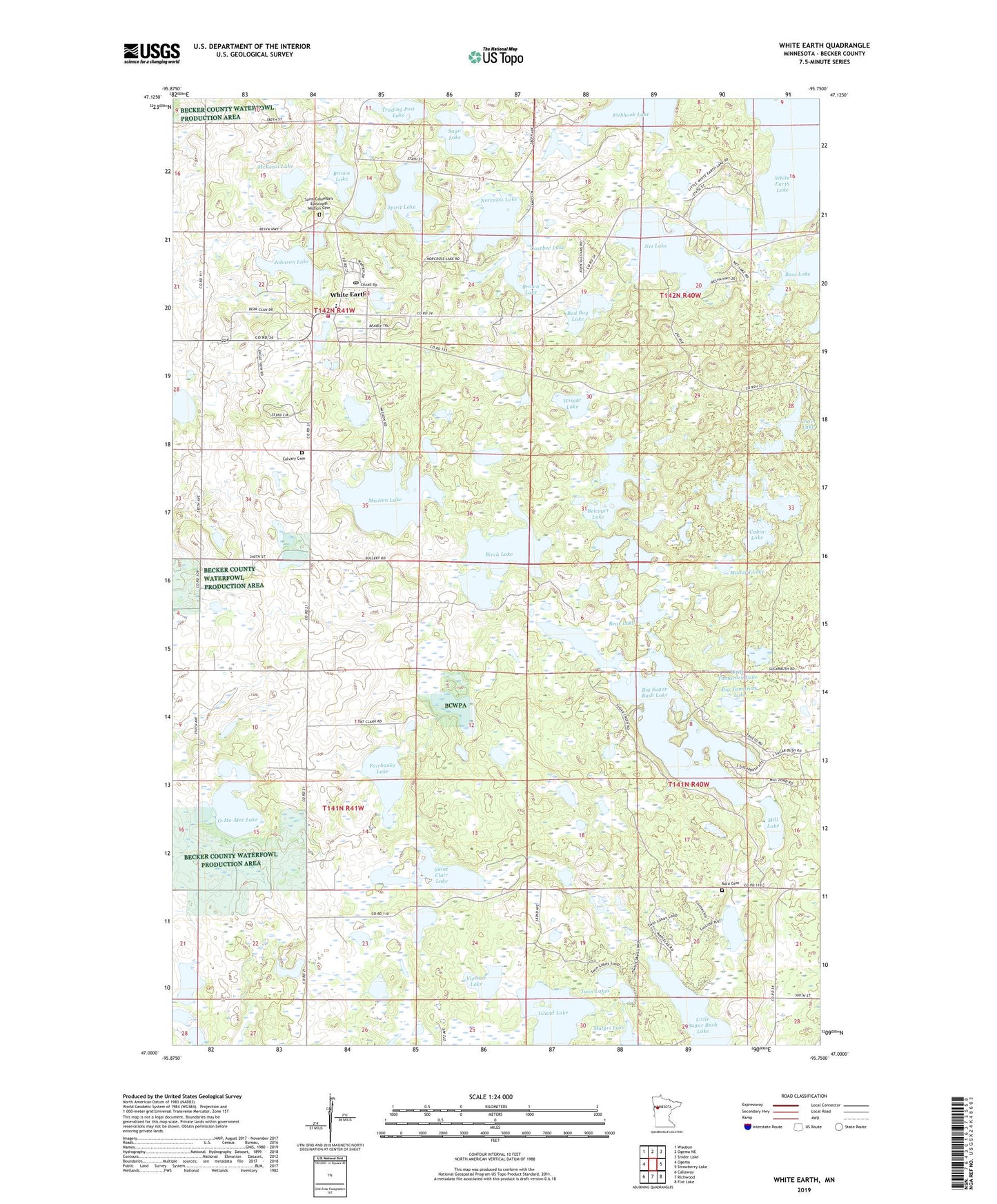 White Earth Minnesota US Topo Map Image