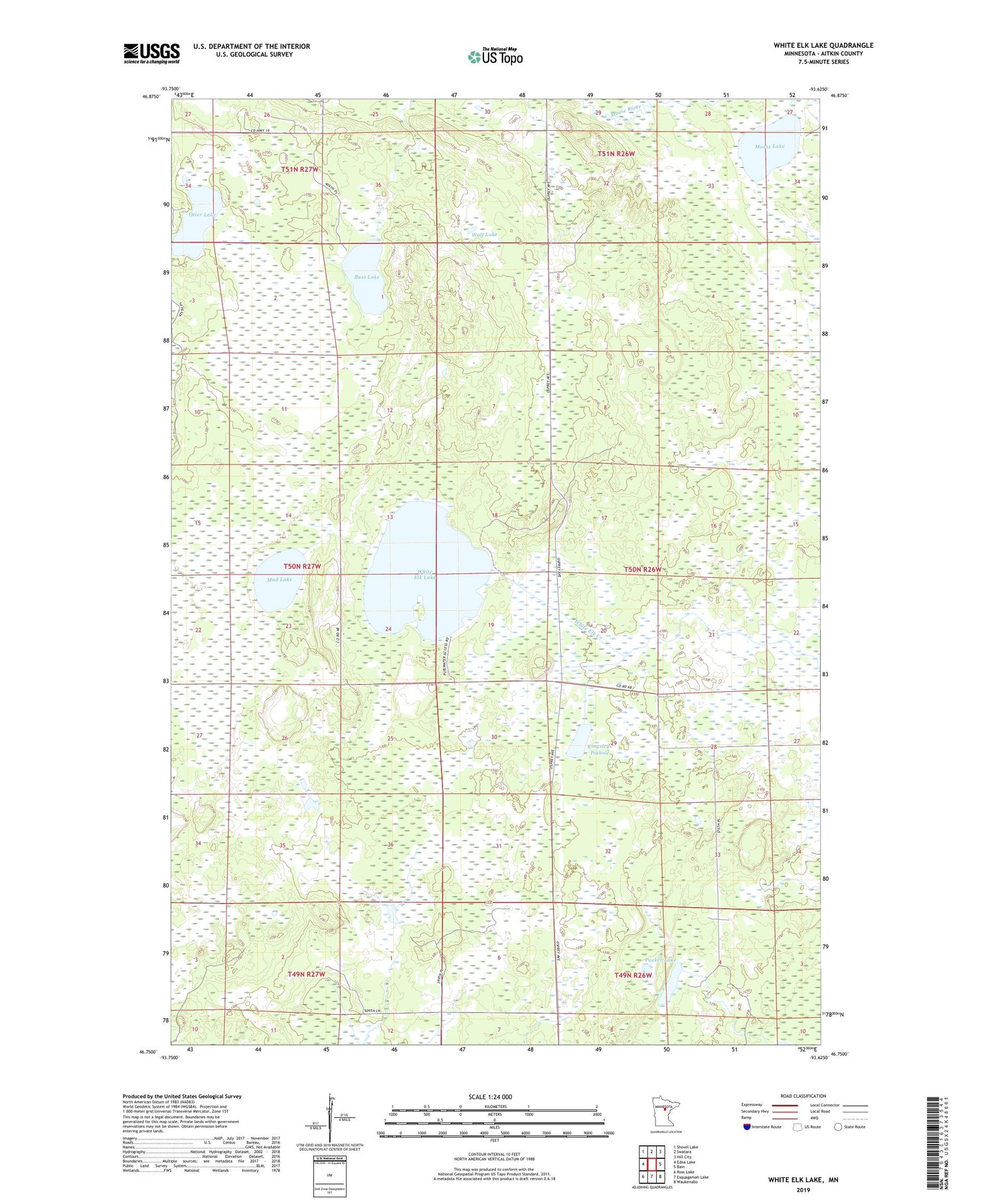 White Elk Lake Minnesota US Topo Map Image