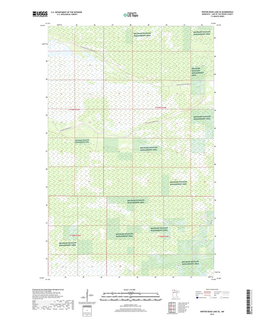 Winter Road Lake SE Minnesota US Topo Map Image