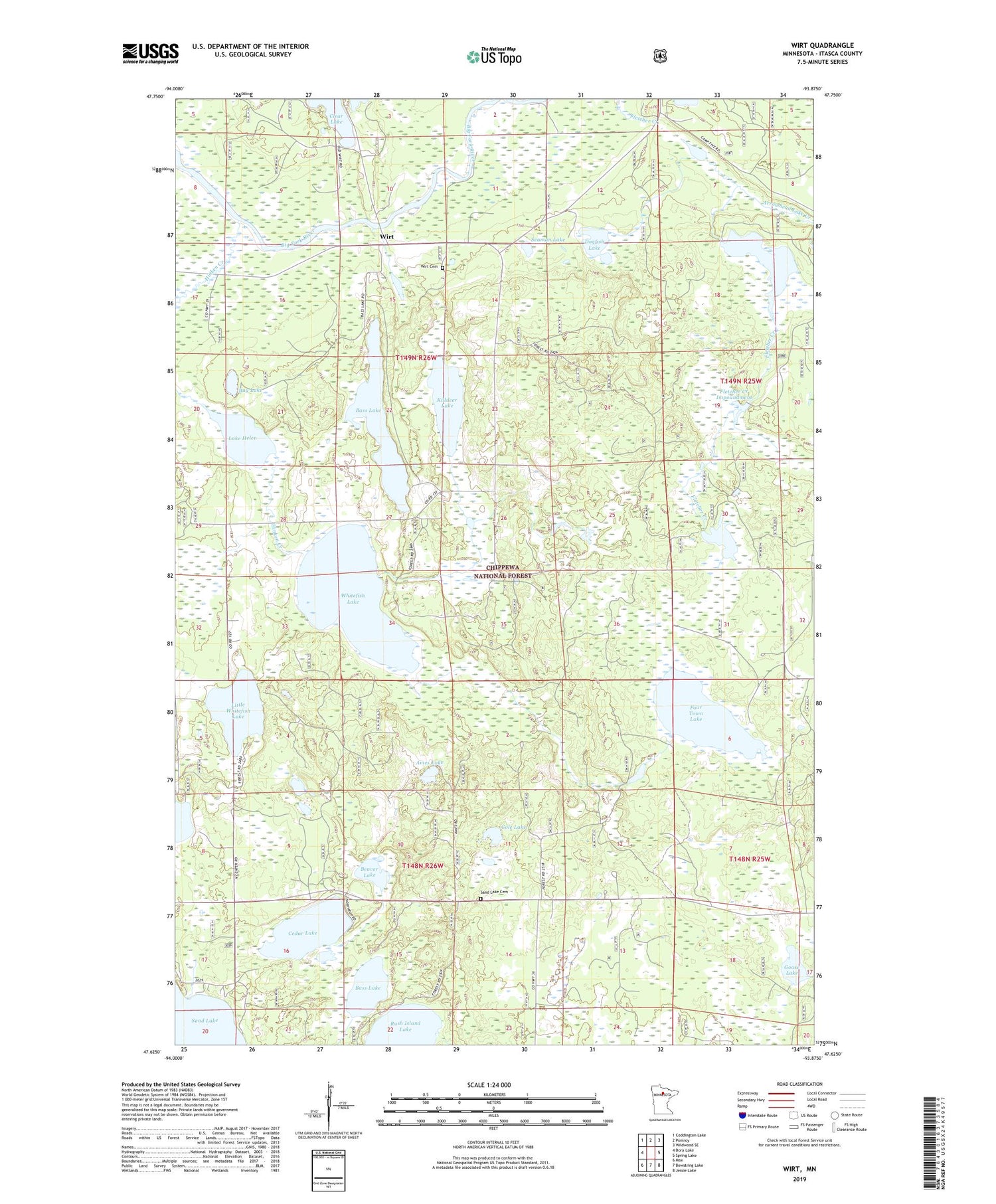 Wirt Minnesota US Topo Map Image