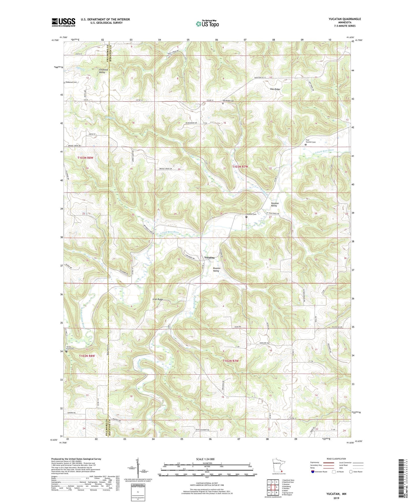 Yucatan Minnesota US Topo Map Image