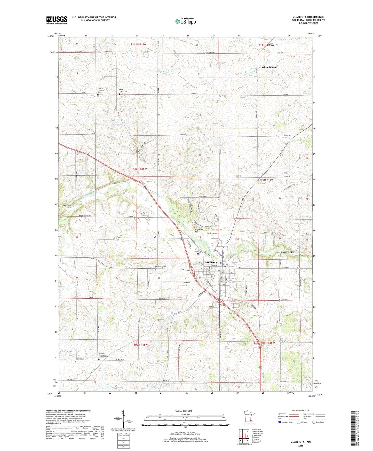 Zumbrota Minnesota US Topo Map Image