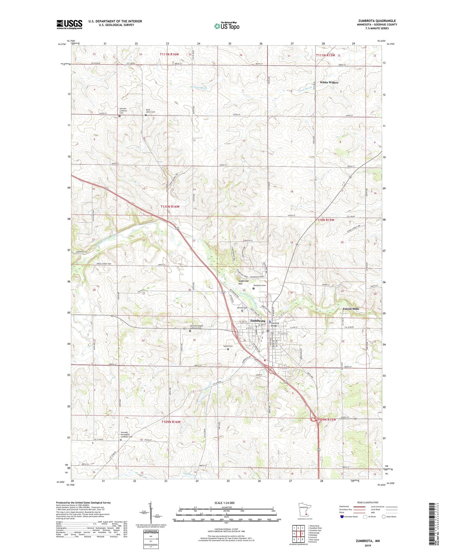 Zumbrota Minnesota US Topo Map Image