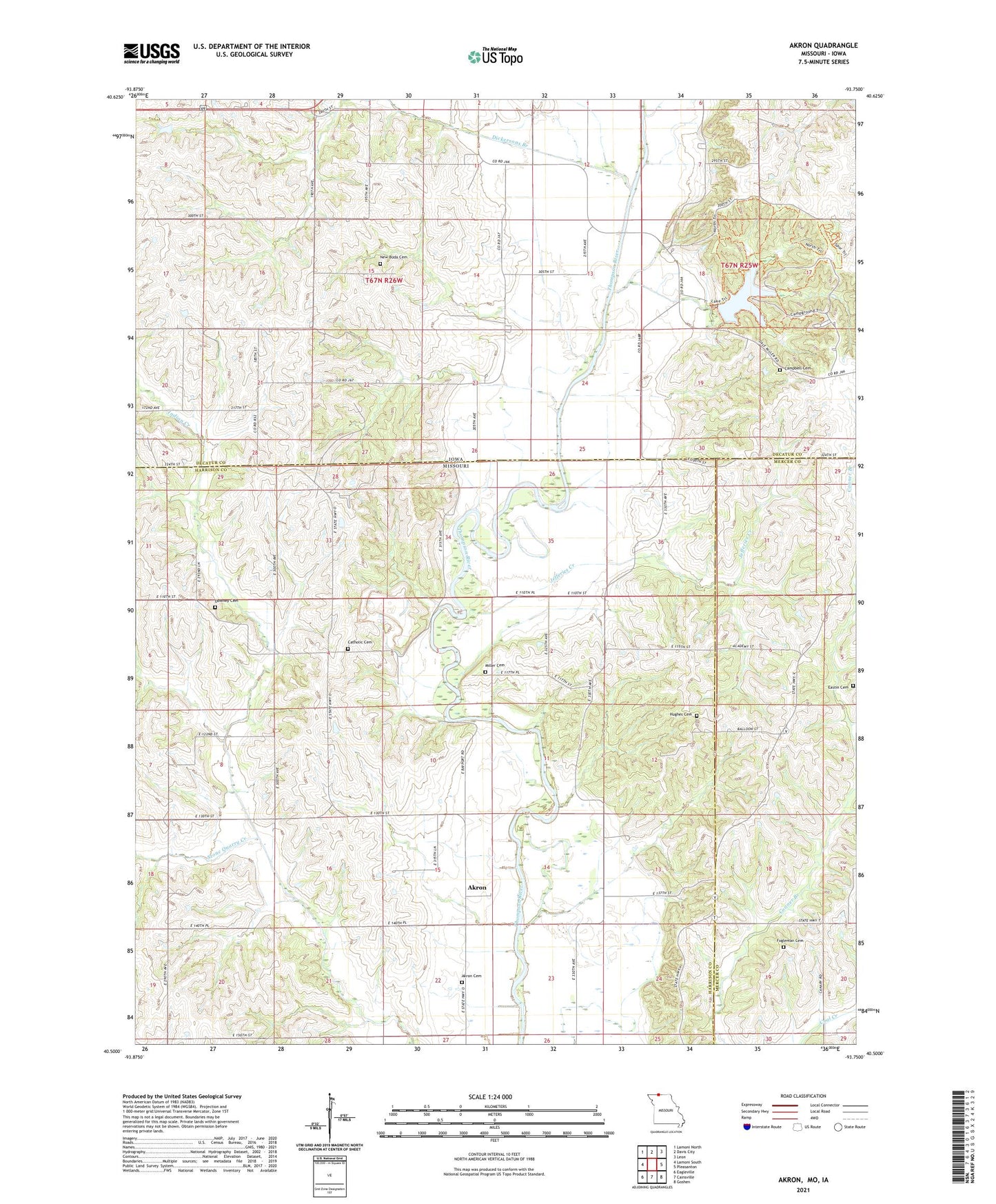 Akron Missouri US Topo Map Image
