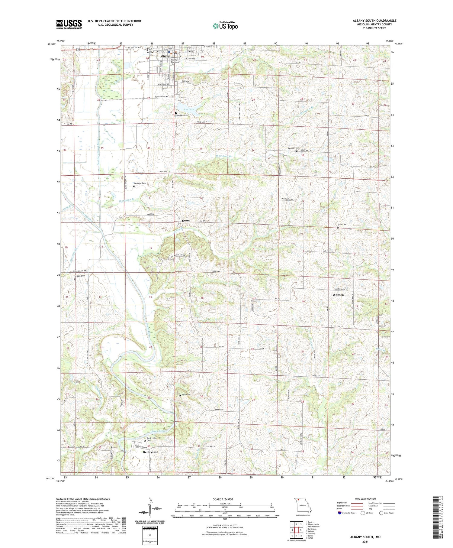 Albany South Missouri US Topo Map Image