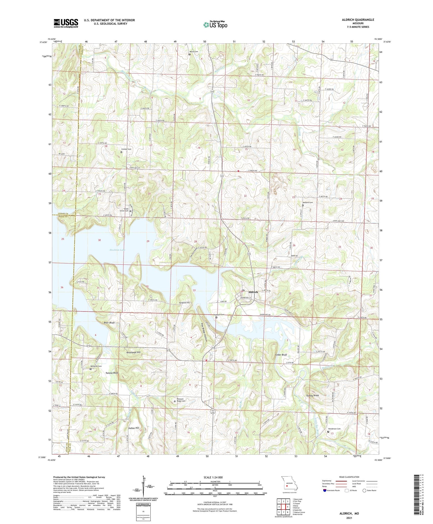 Aldrich Missouri US Topo Map Image