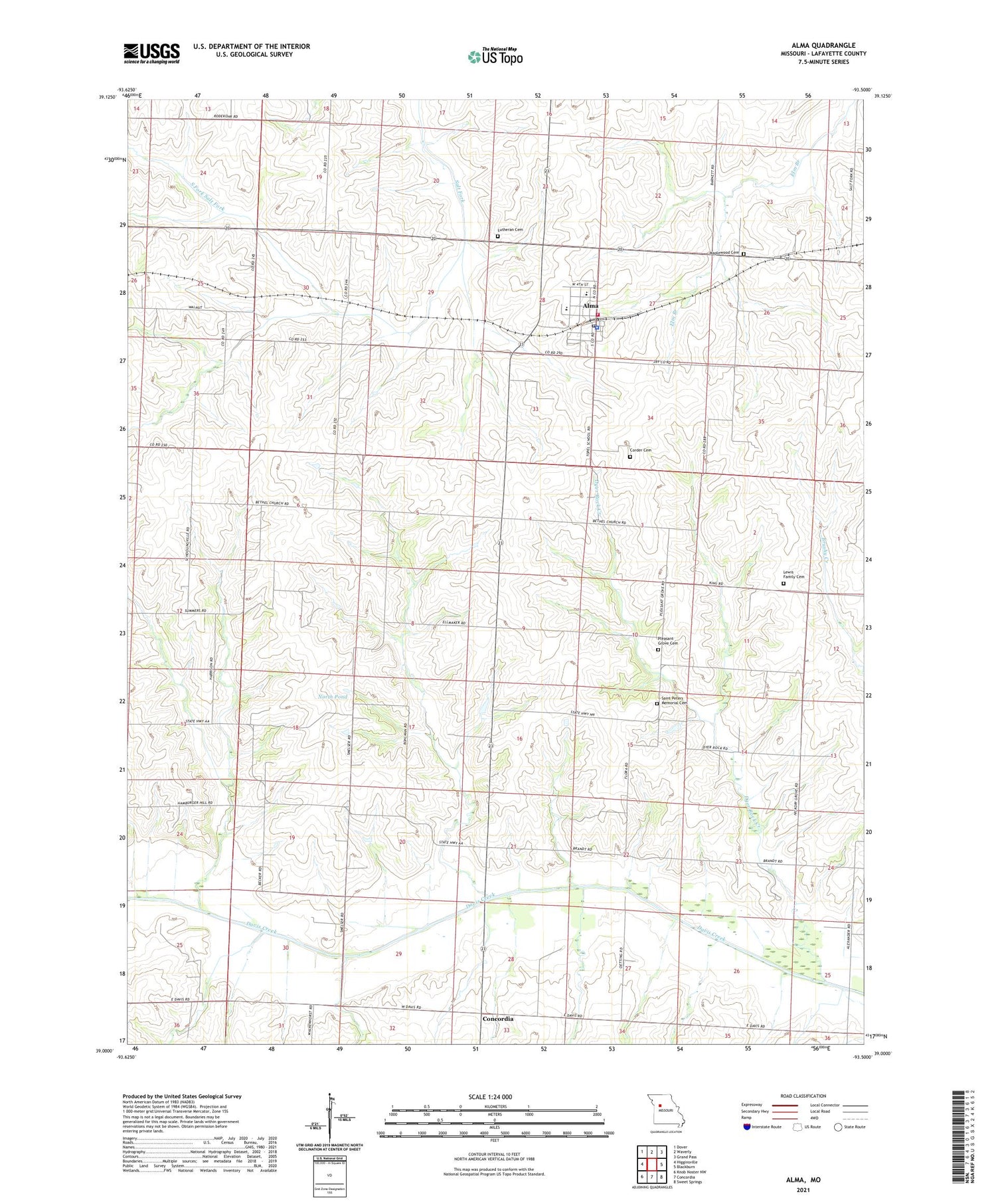 Alma Missouri US Topo Map Image