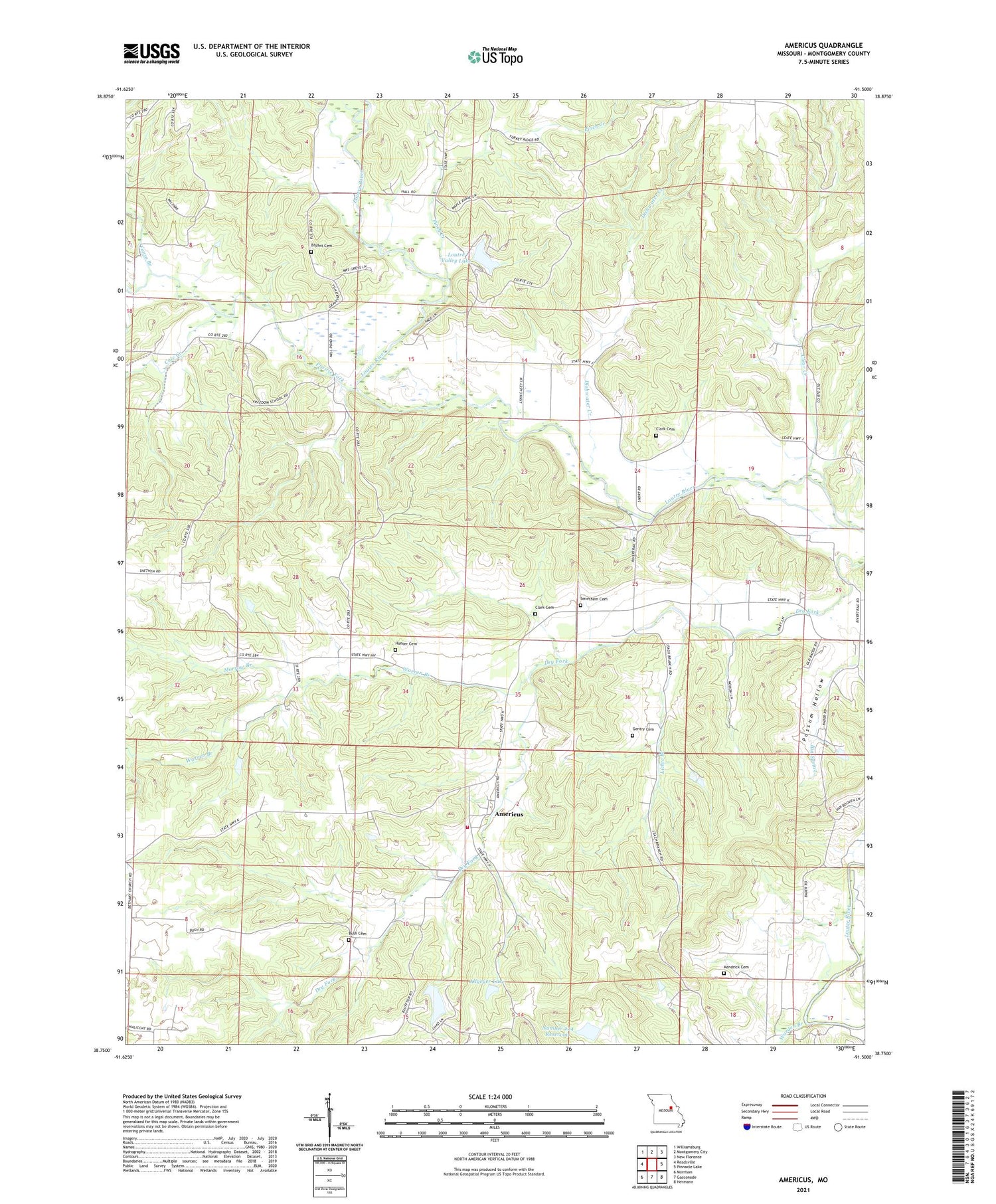 Americus Missouri US Topo Map Image