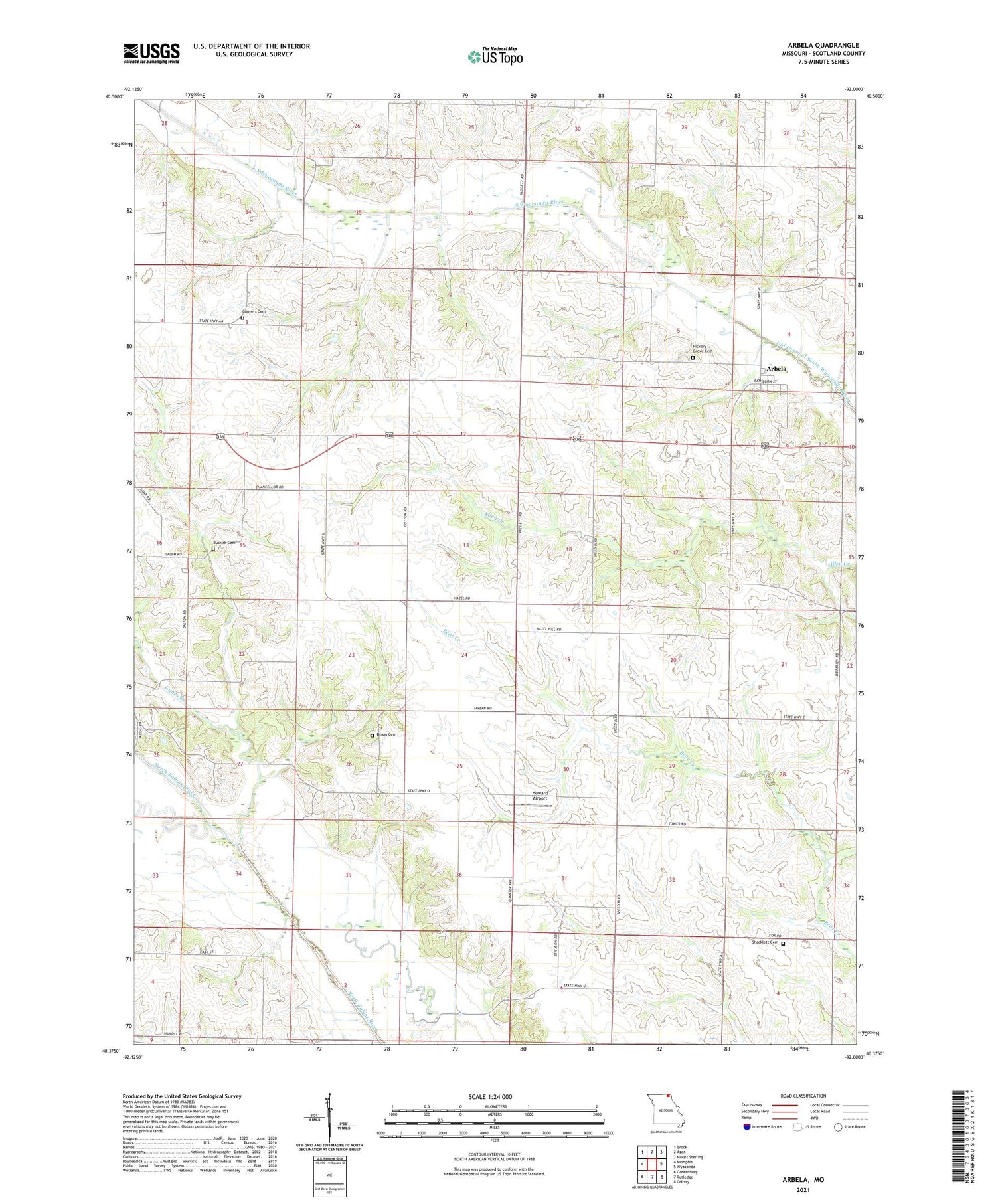 Arbela Missouri US Topo Map Image
