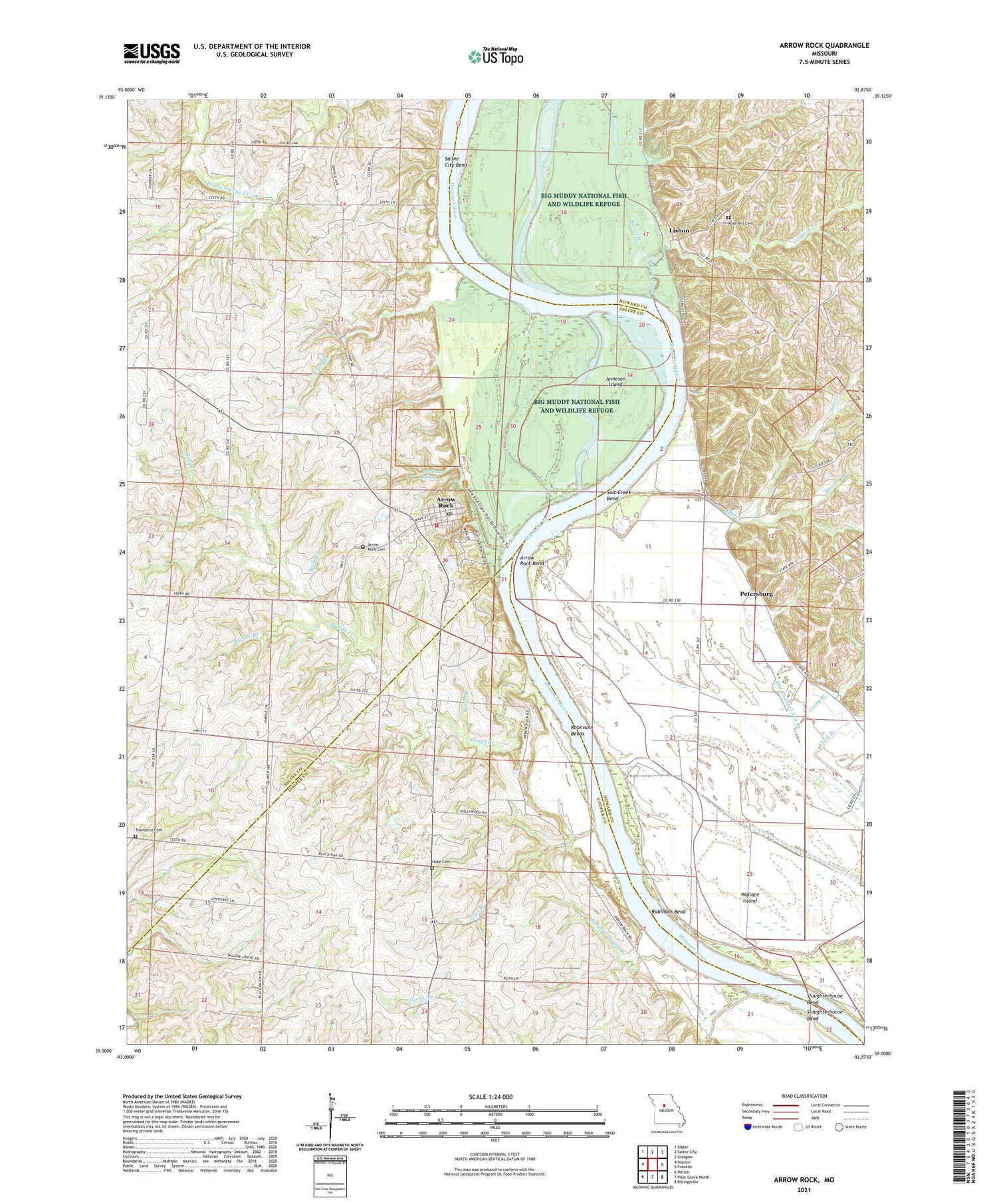 Arrow Rock Missouri US Topo Map Image