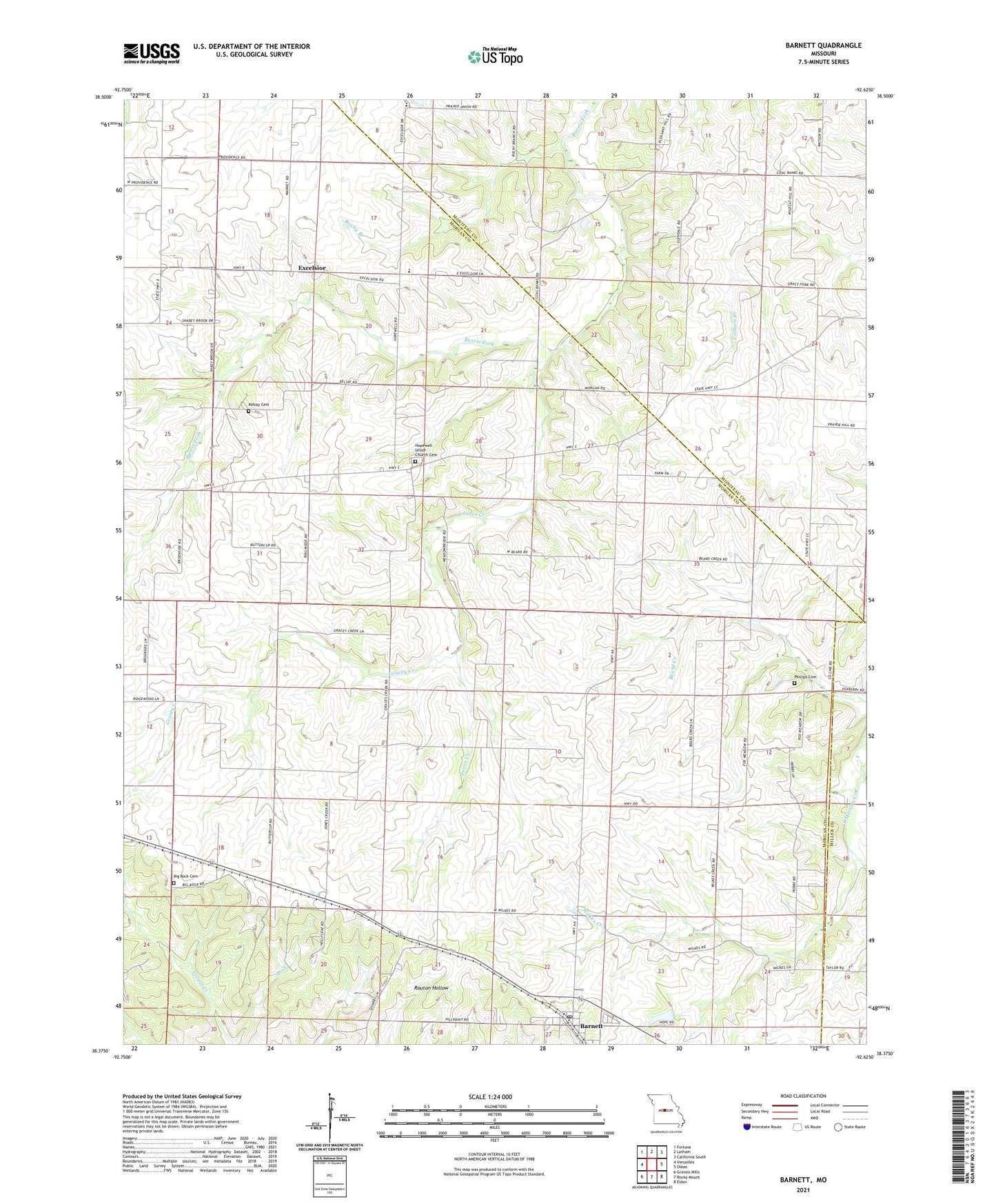 Barnett Missouri US Topo Map Image