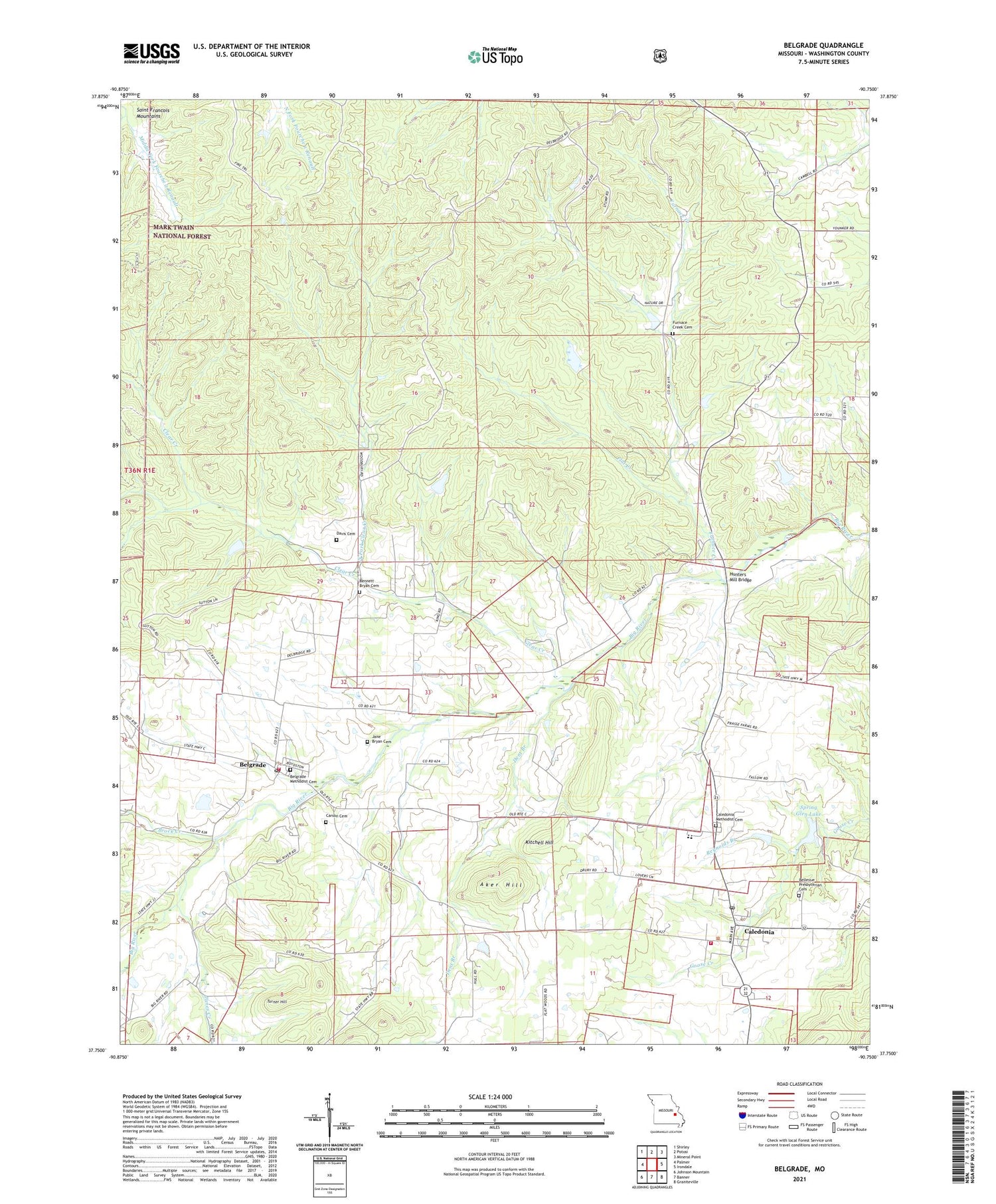 Belgrade Missouri US Topo Map Image