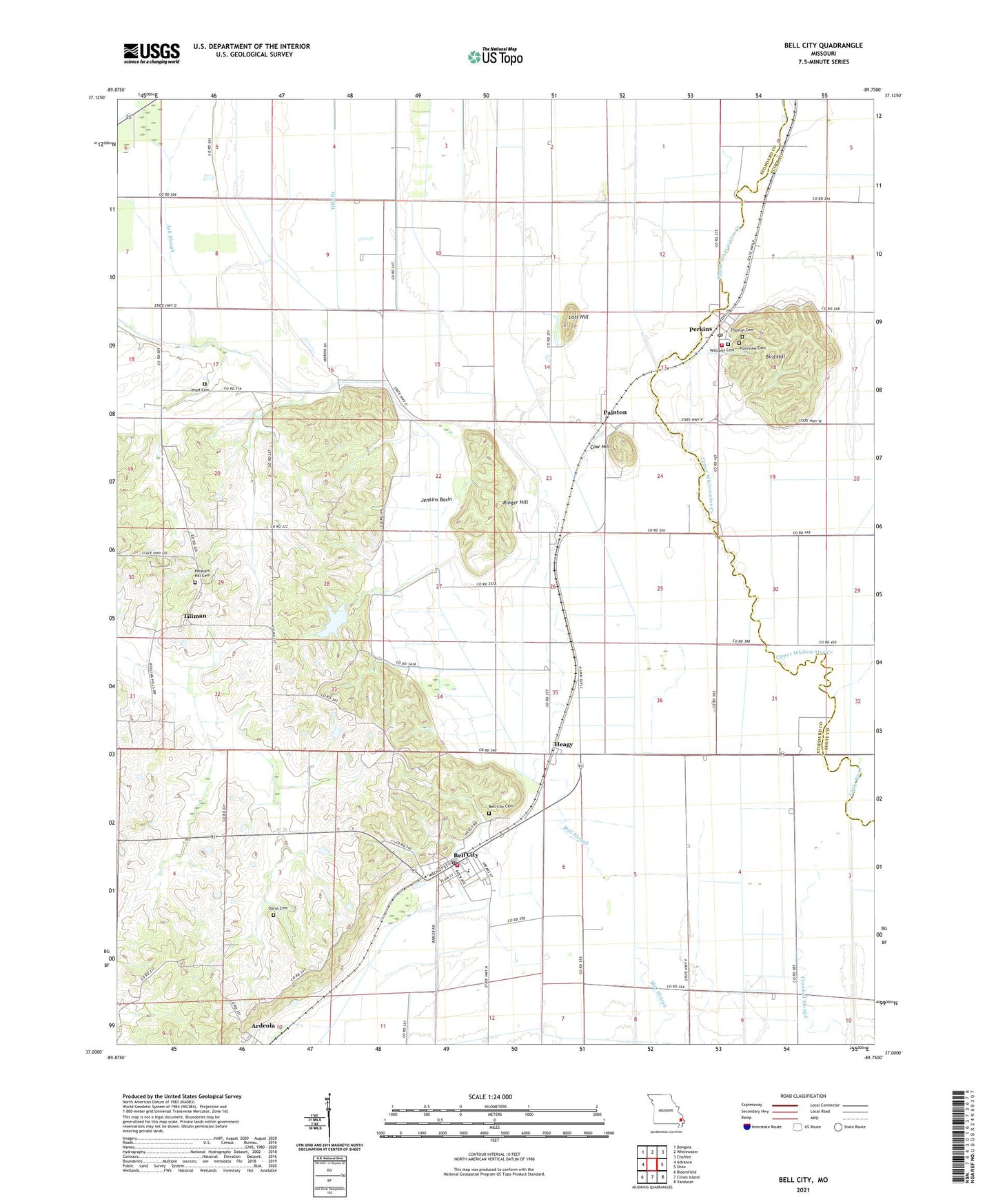 Bell City Missouri US Topo Map Image