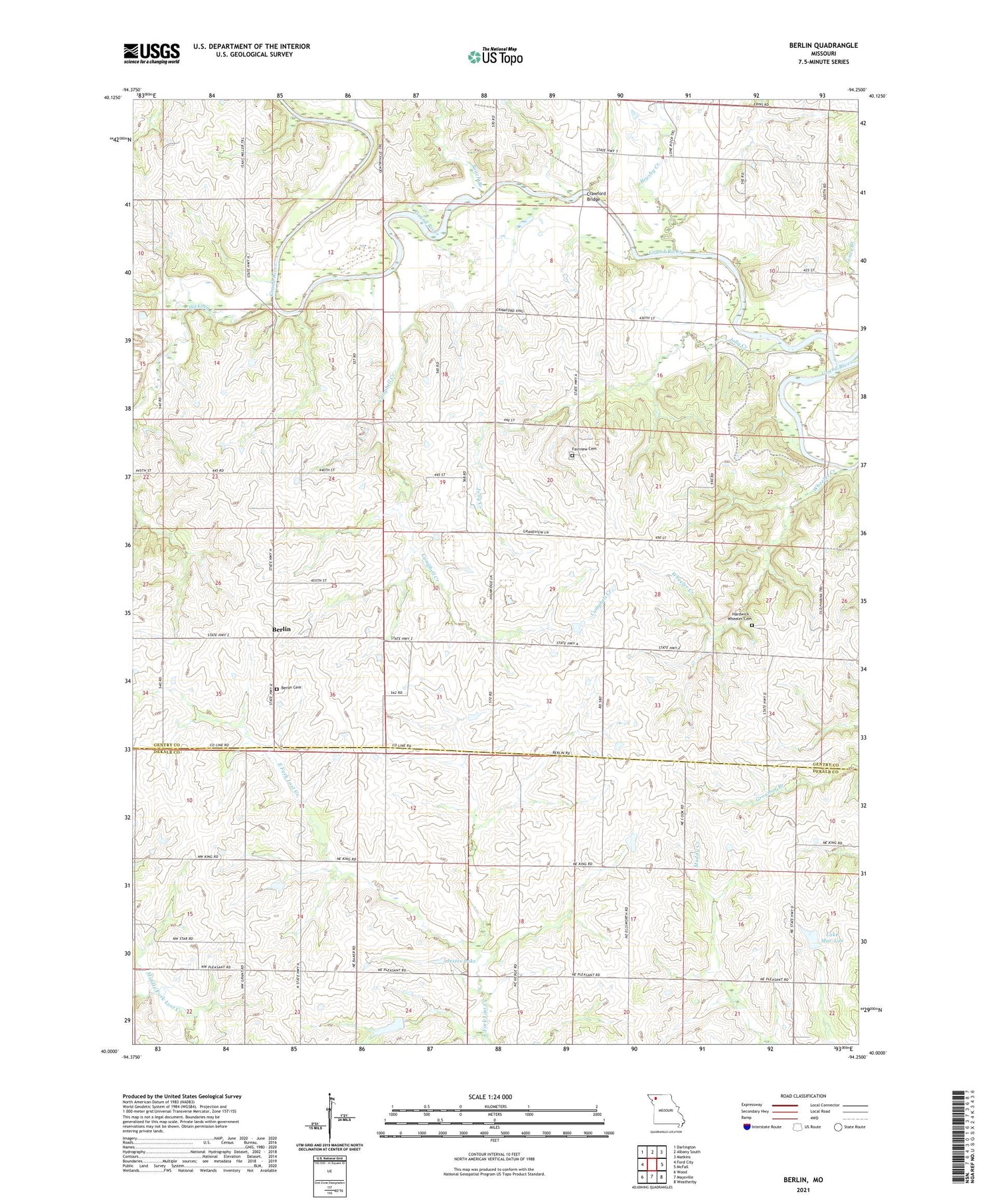 Berlin Missouri US Topo Map Image