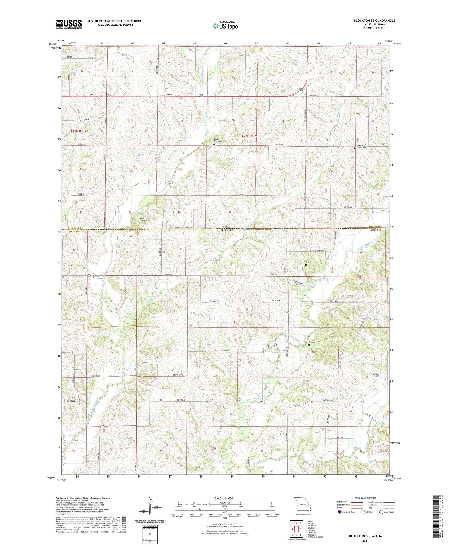 Blockton SE Missouri US Topo Map Image