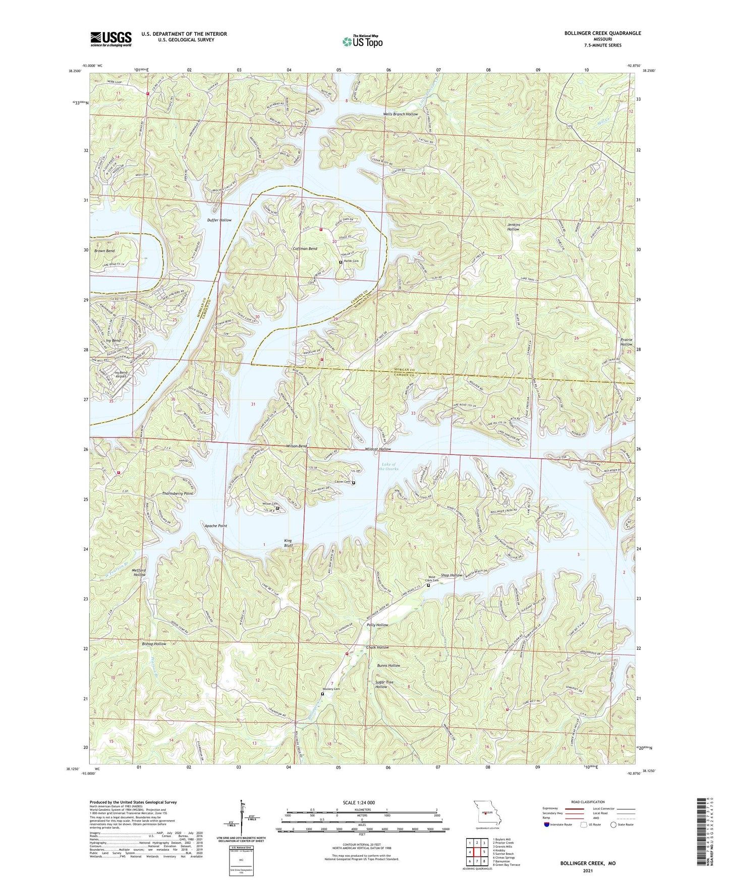 Bollinger Creek Missouri US Topo Map Image