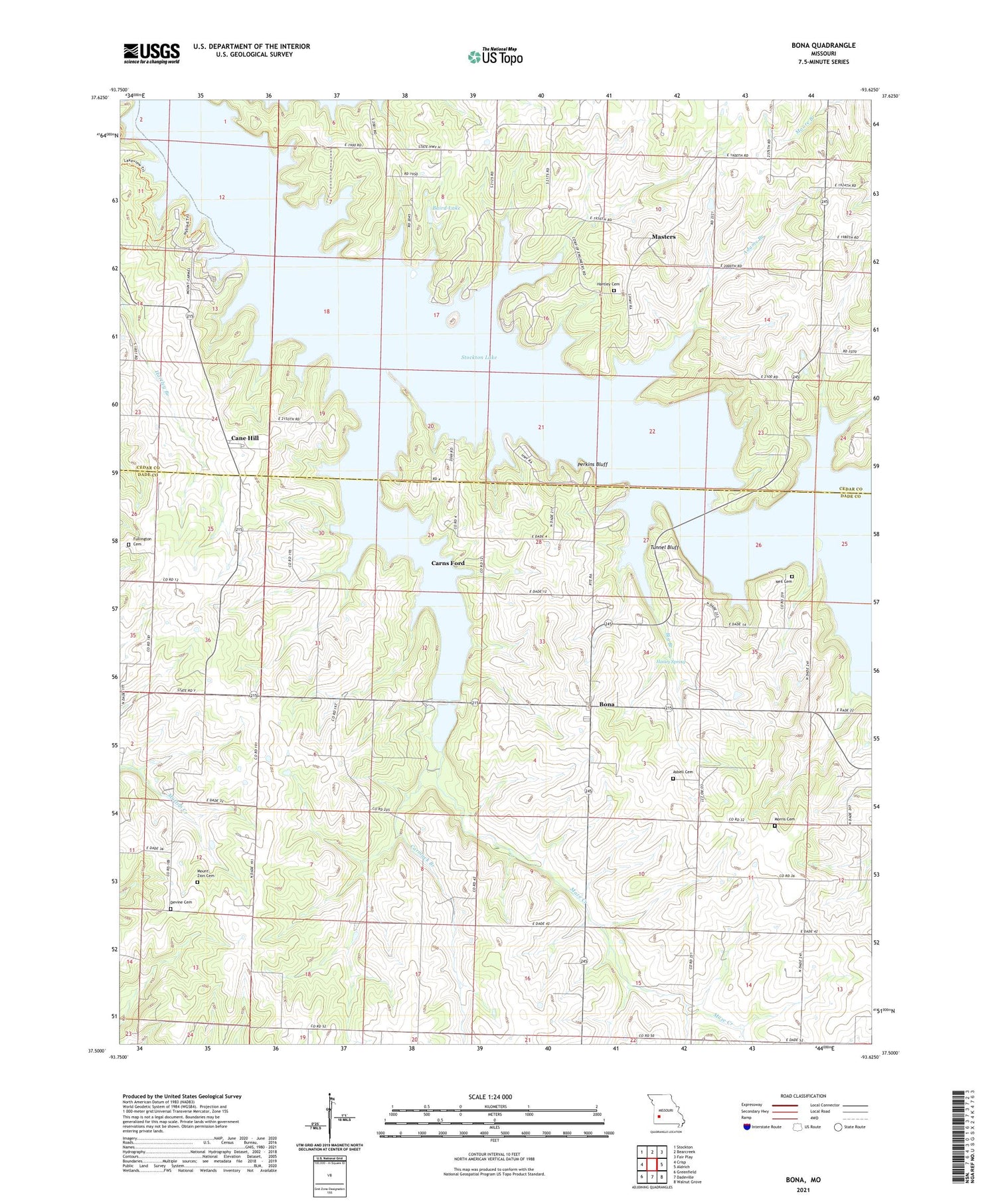 Bona Missouri US Topo Map Image