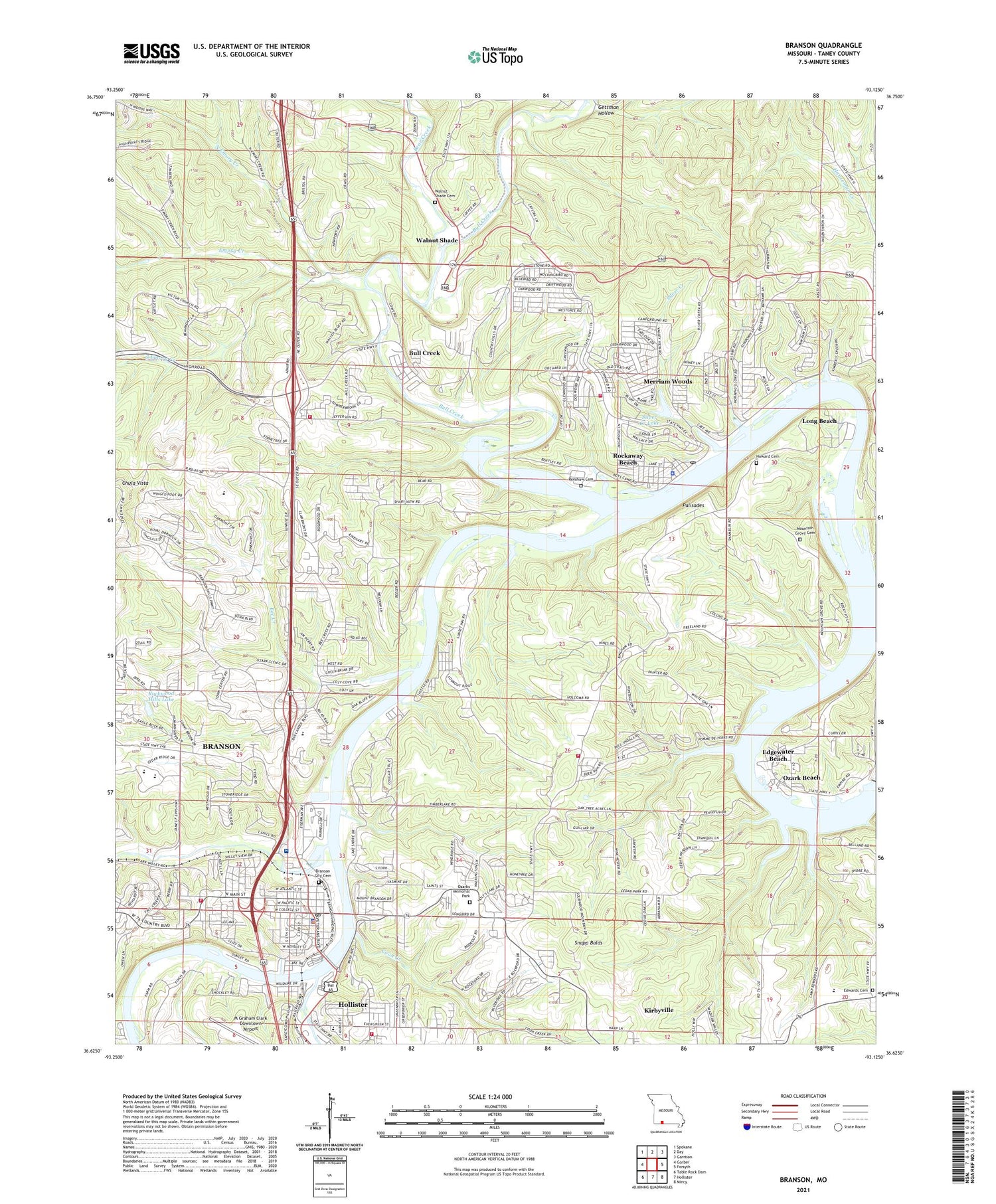 Branson Missouri US Topo Map Image
