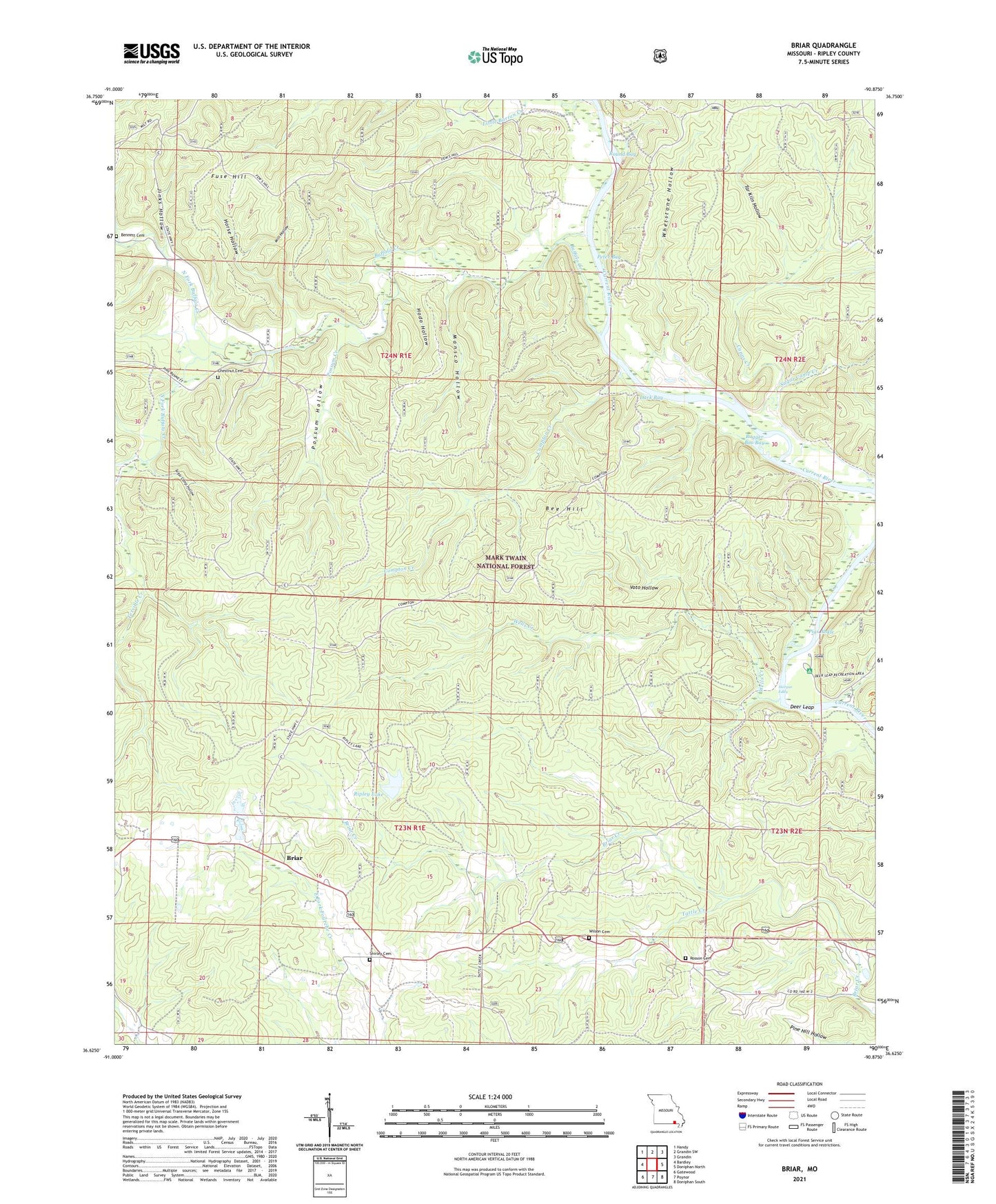 Briar Missouri US Topo Map Image