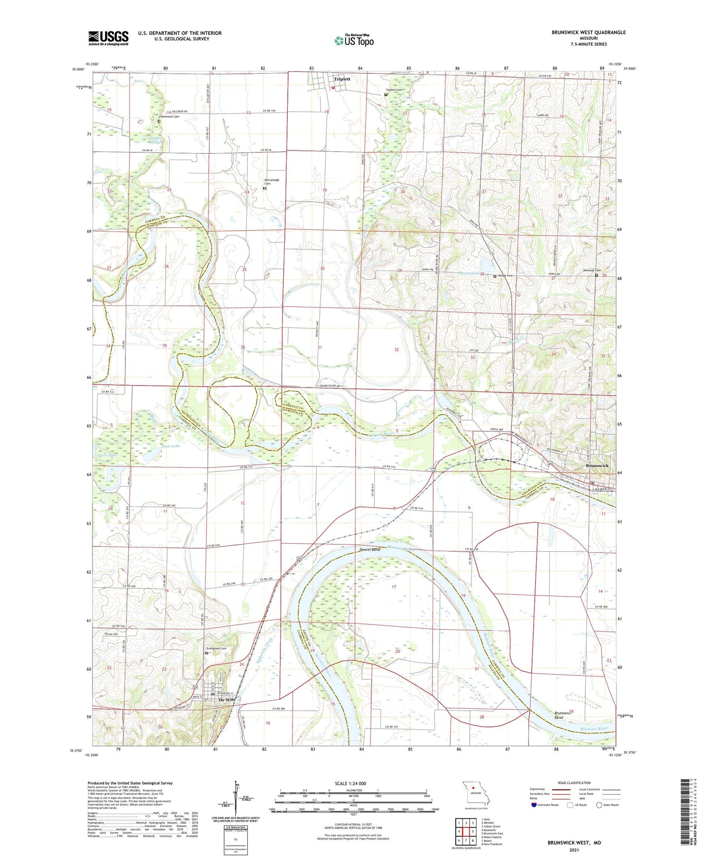 Brunswick West Missouri US Topo Map Image