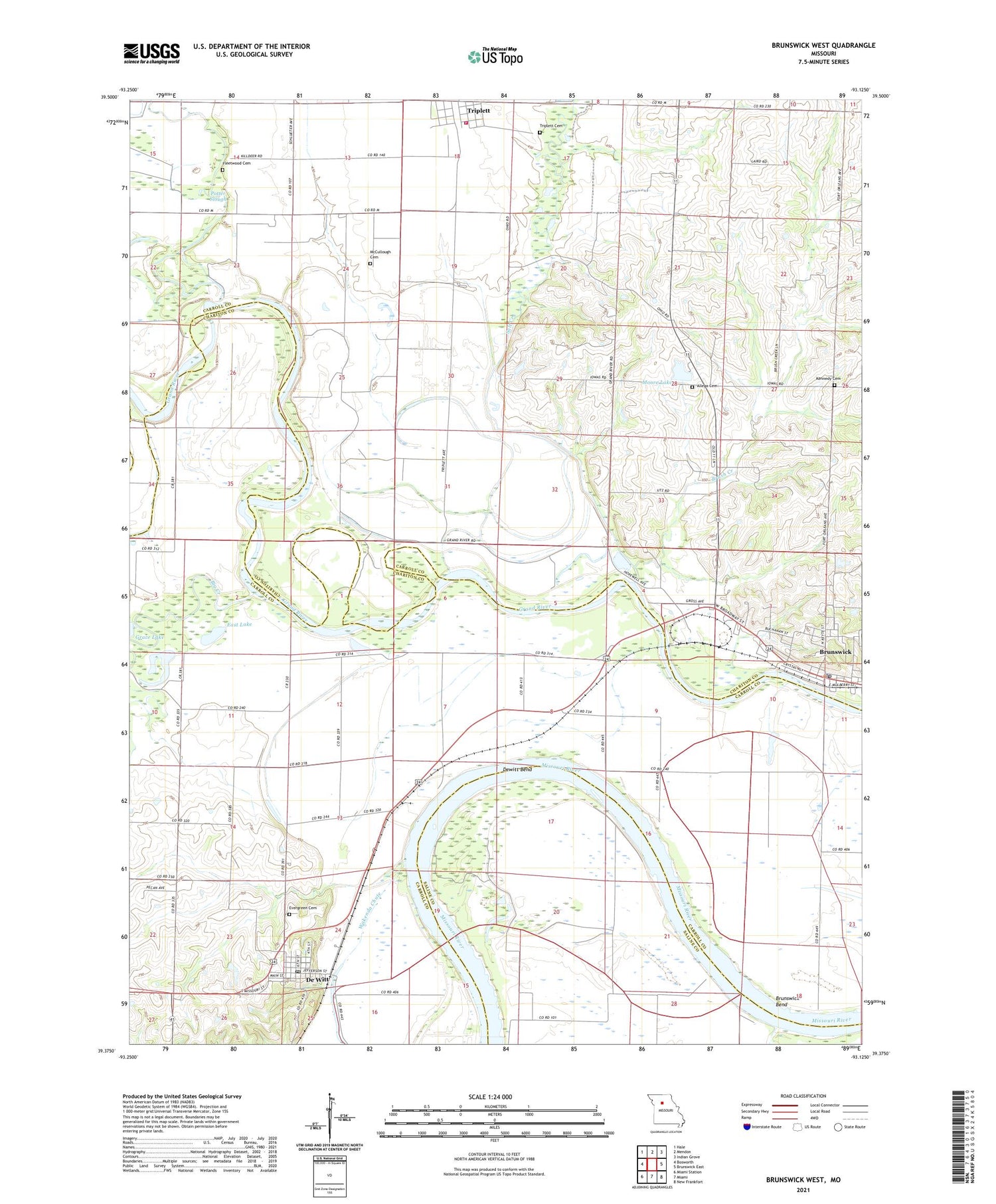 Brunswick West Missouri US Topo Map Image
