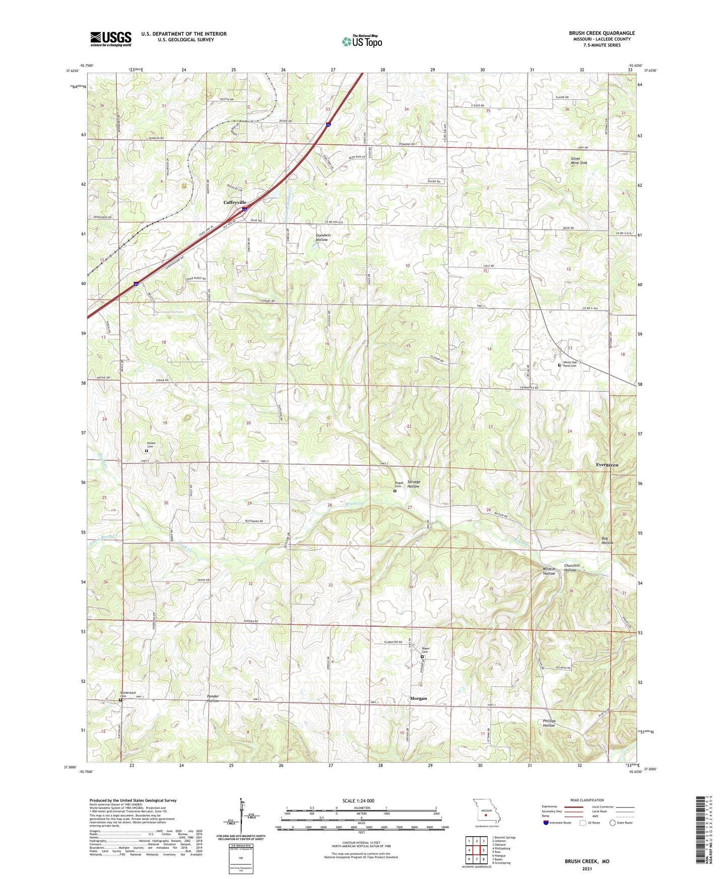 Brush Creek Missouri US Topo Map Image