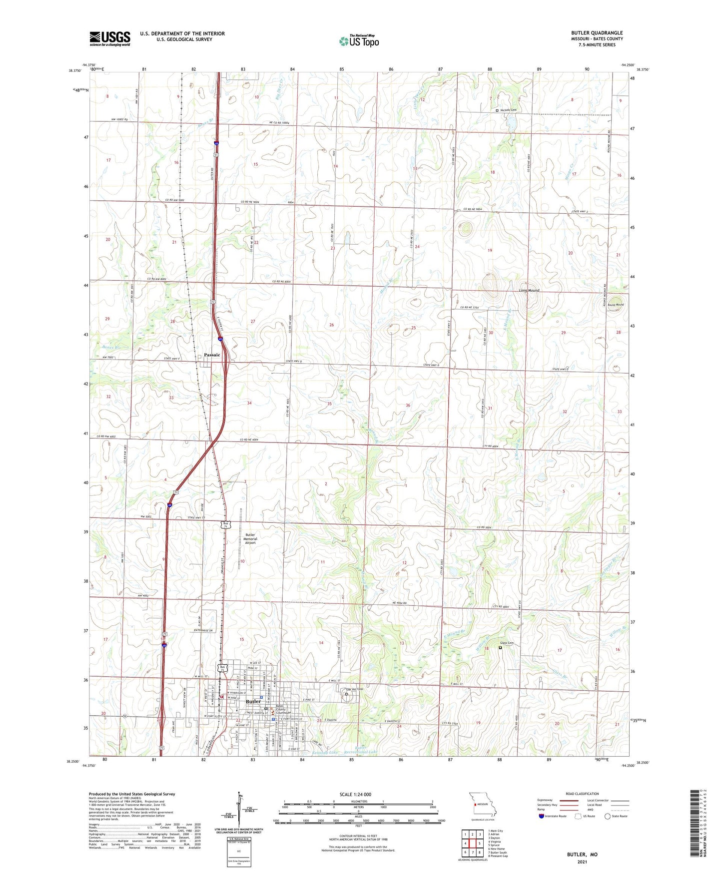 Butler Missouri US Topo Map Image