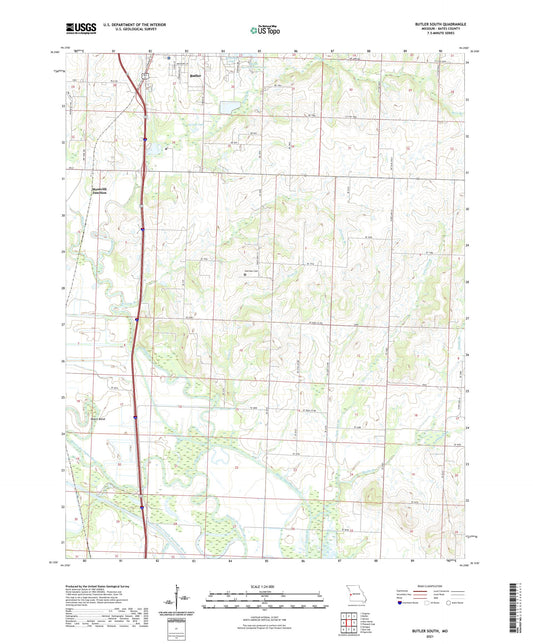Butler South Missouri US Topo Map Image