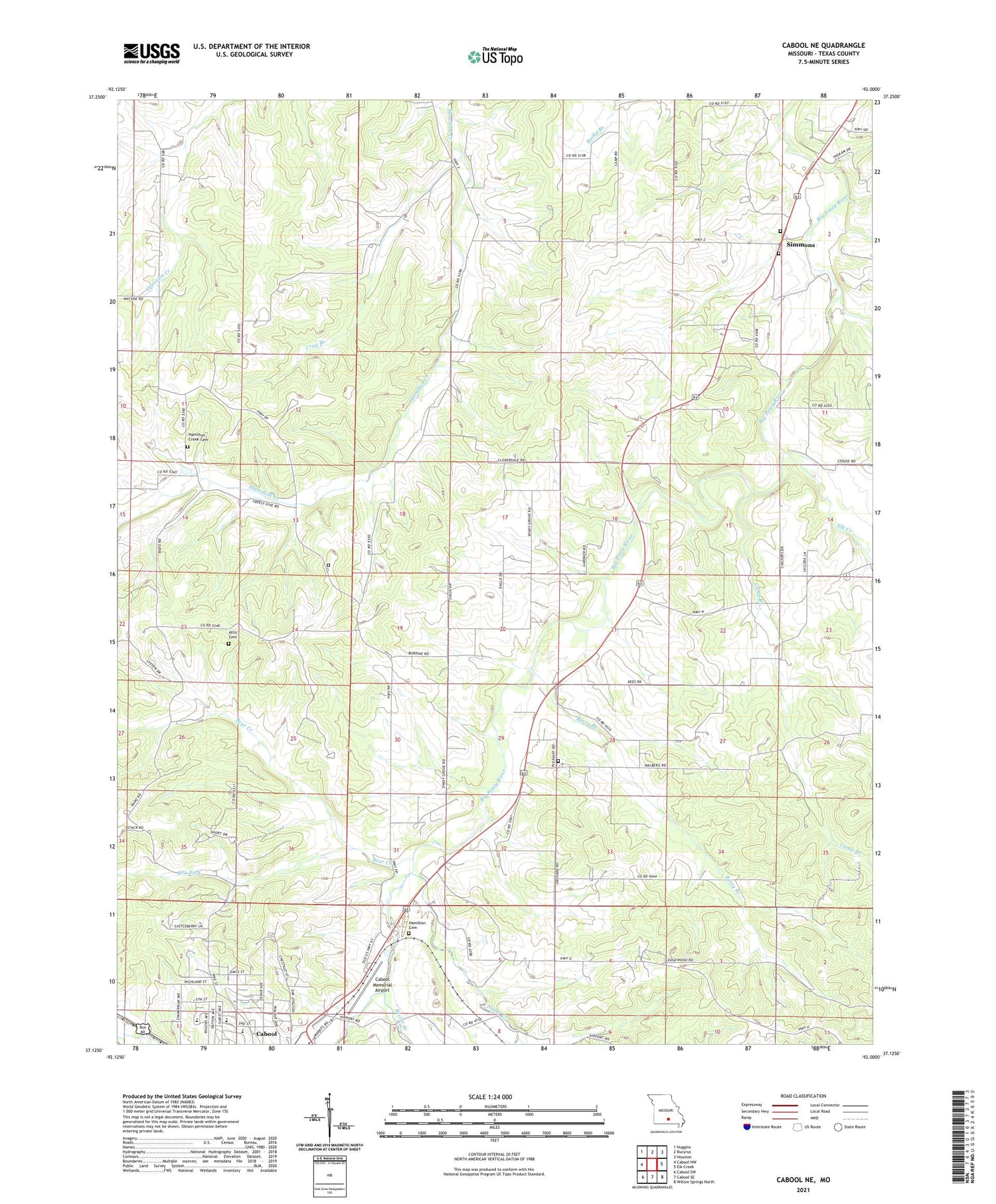 Cabool NE Missouri US Topo Map Image