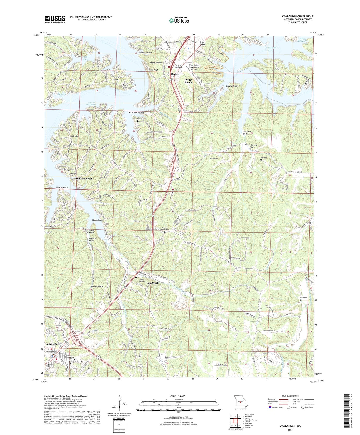 Camdenton Missouri US Topo Map Image