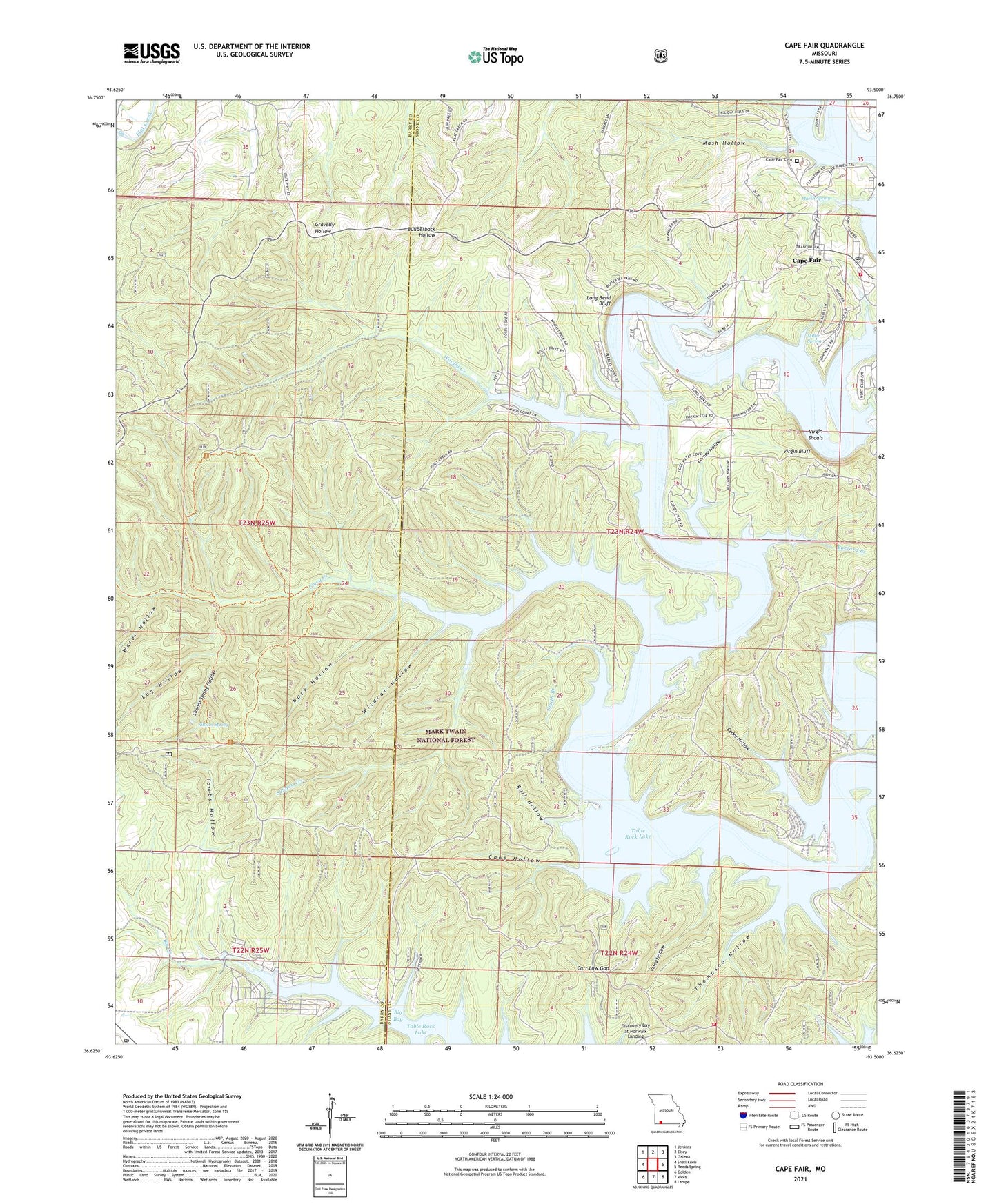 Cape Fair Missouri US Topo Map Image