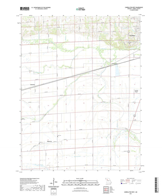 Carrollton West Missouri US Topo Map Image