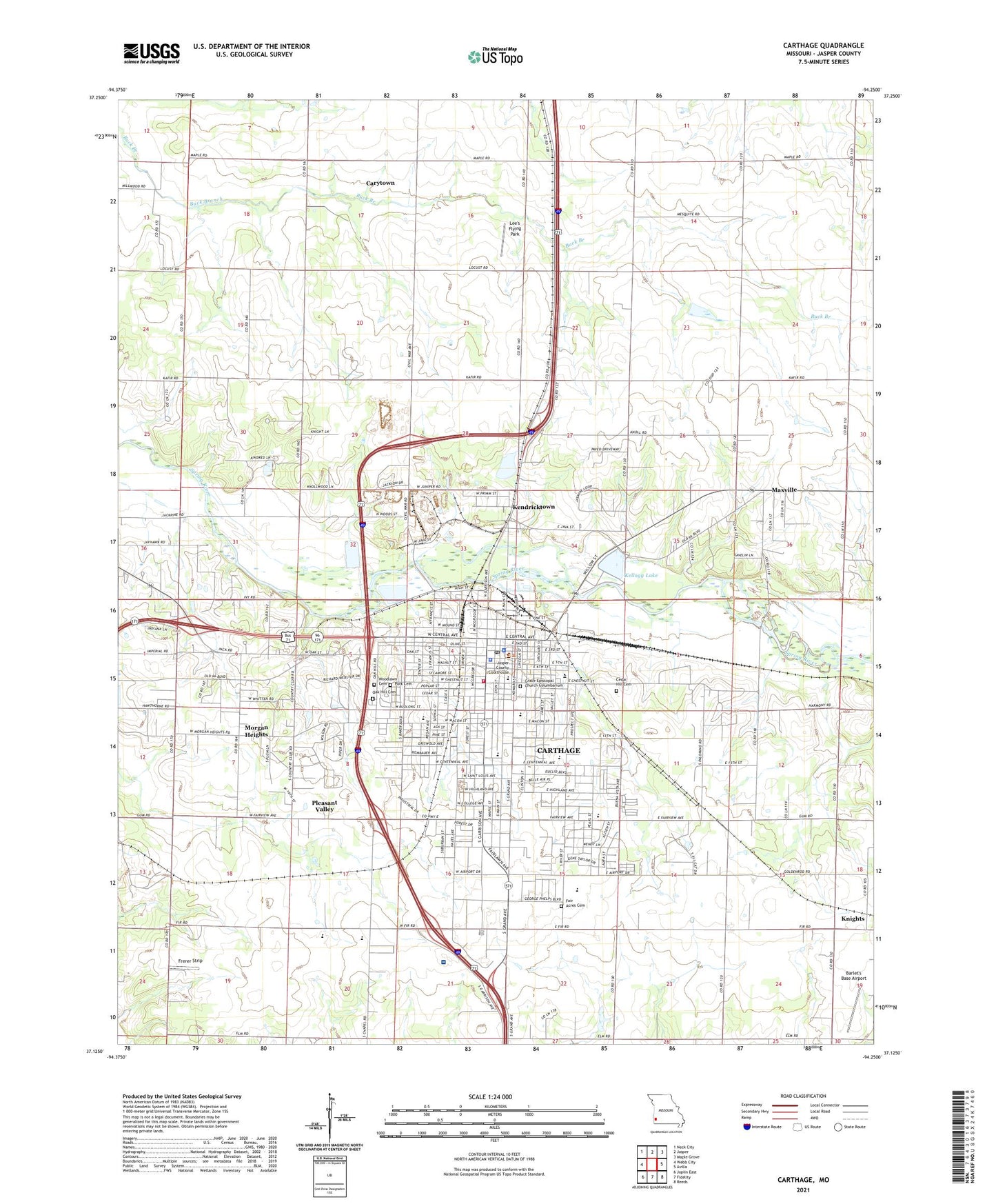 Carthage Missouri US Topo Map Image