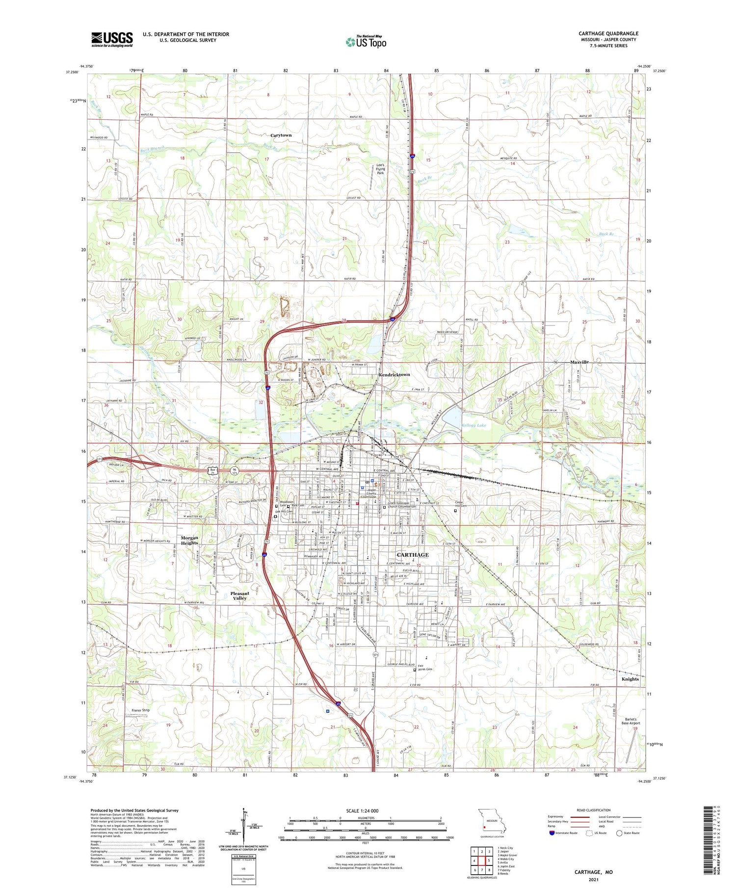 Carthage Missouri US Topo Map Image