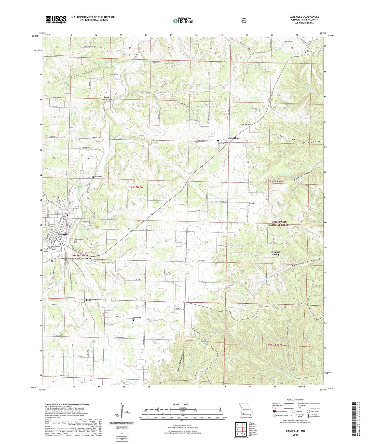 Cassville Missouri US Topo Map Image