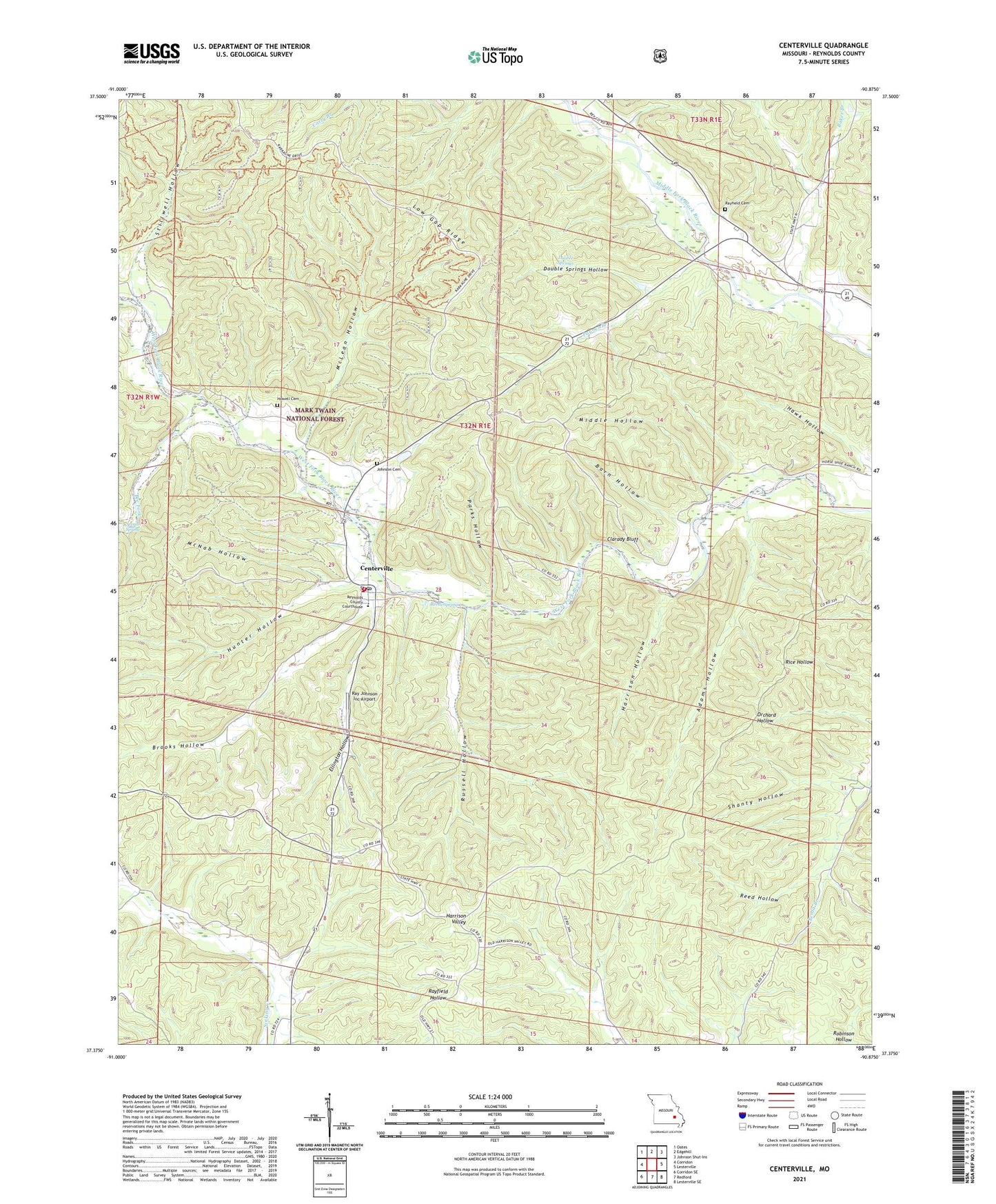 Centerville Missouri US Topo Map Image