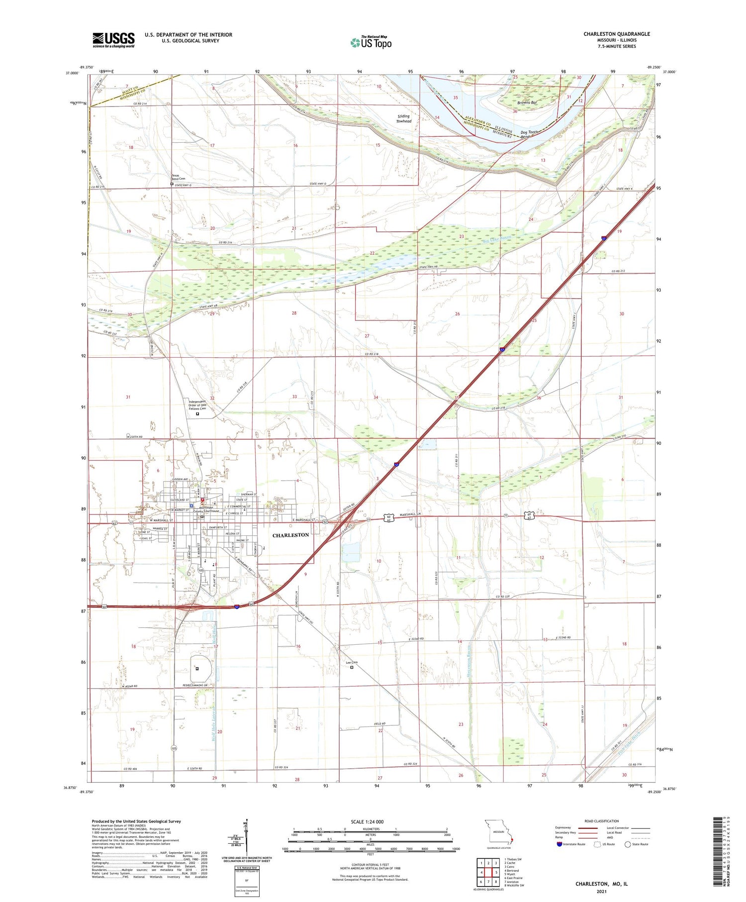 Charleston Missouri US Topo Map Image