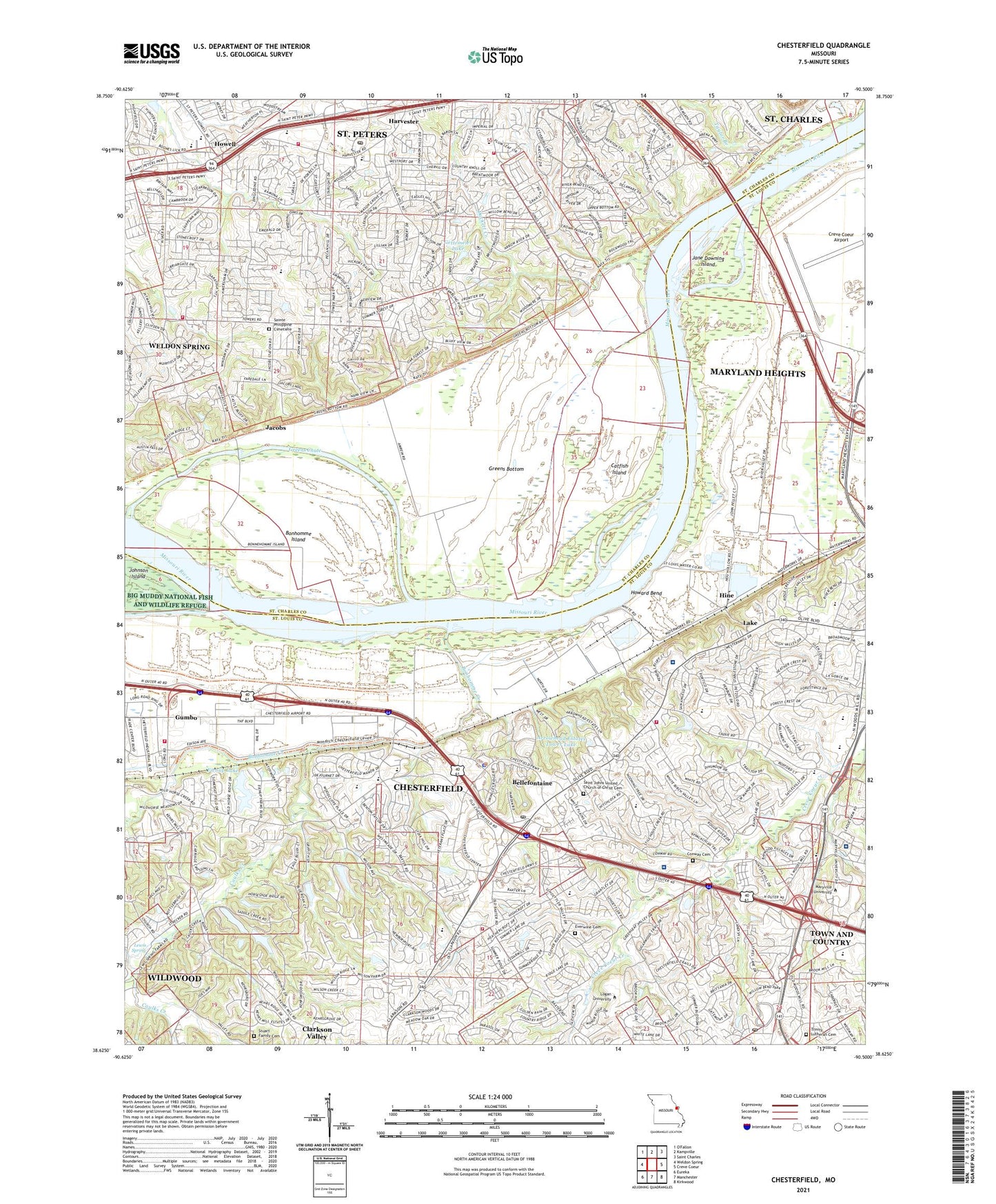 Chesterfield Missouri US Topo Map Image